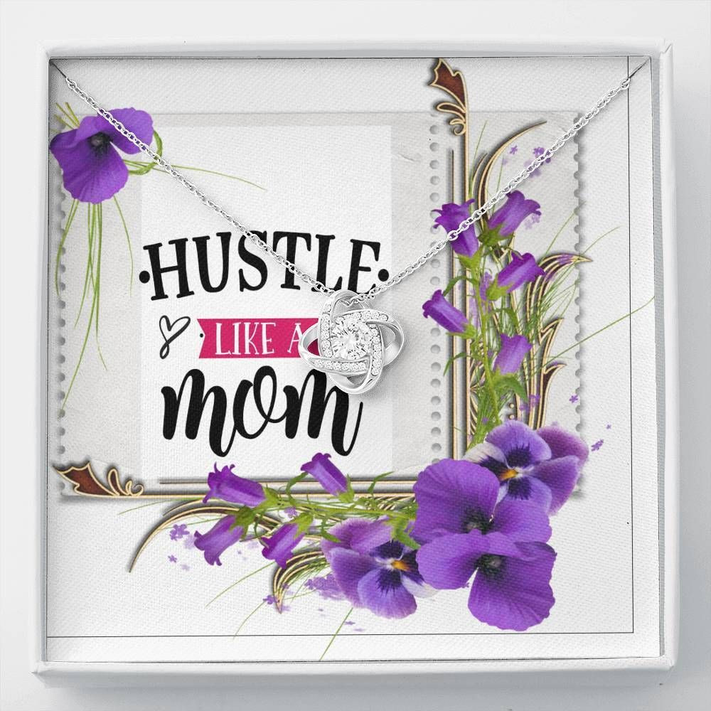 Hustle Like A Mom Orchid Flowers Love Knot Necklace Gift For Mom