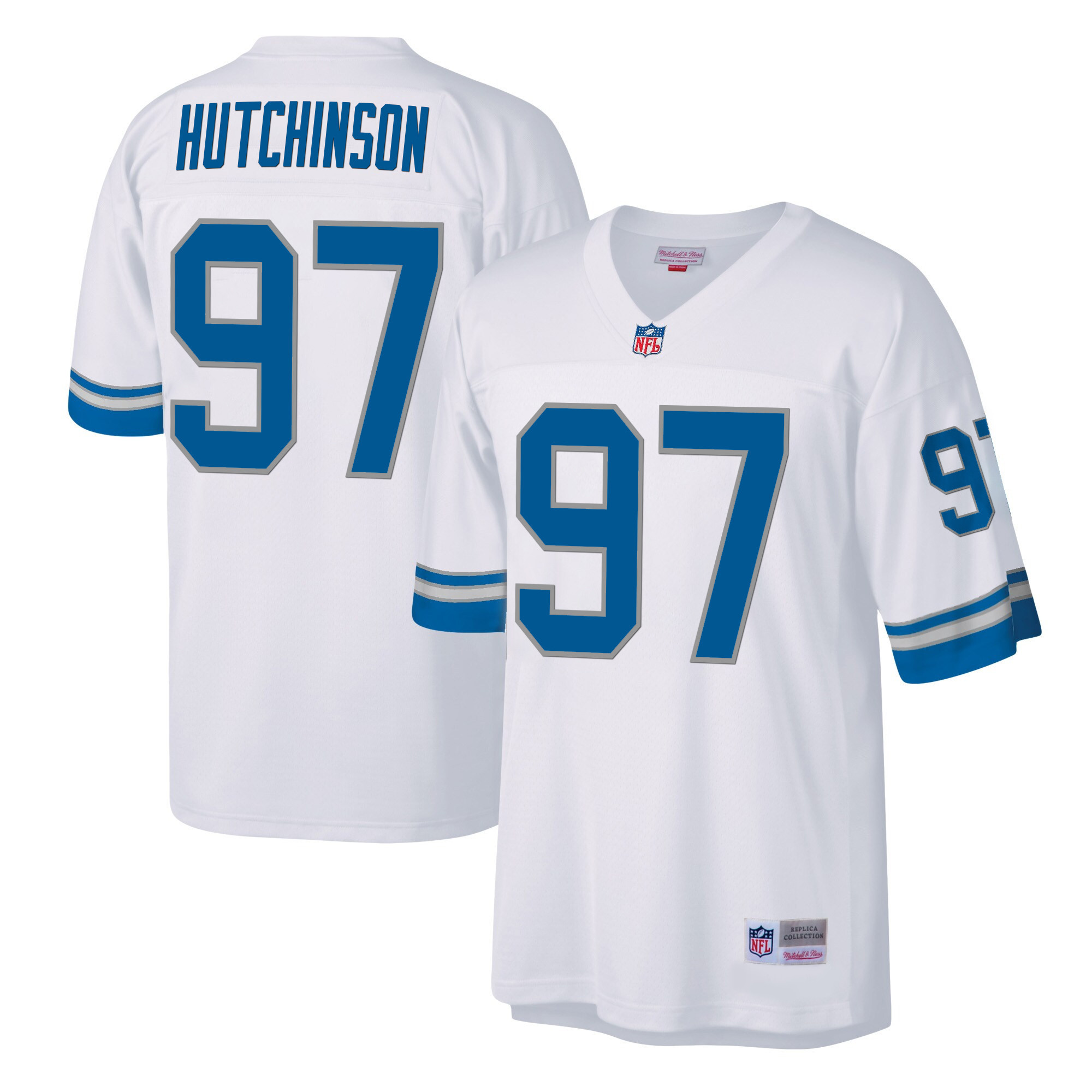 Hutchinson Men's Detroit Lions Big & Tall Legacy White Jersey - All Stitched 