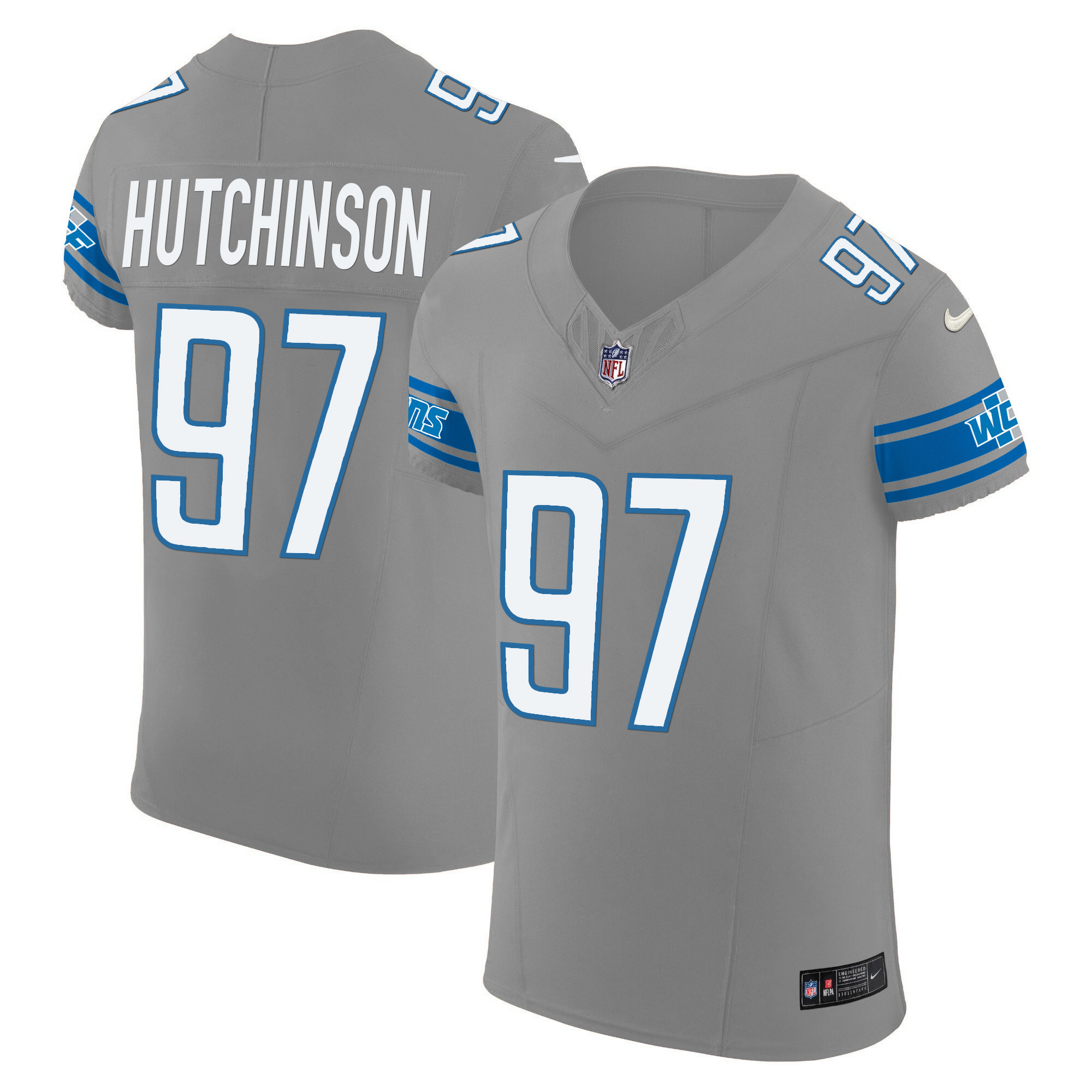 Hutchinson Men's Detroit Lions Vapor Elite Gray Jersey - All Stitched 
