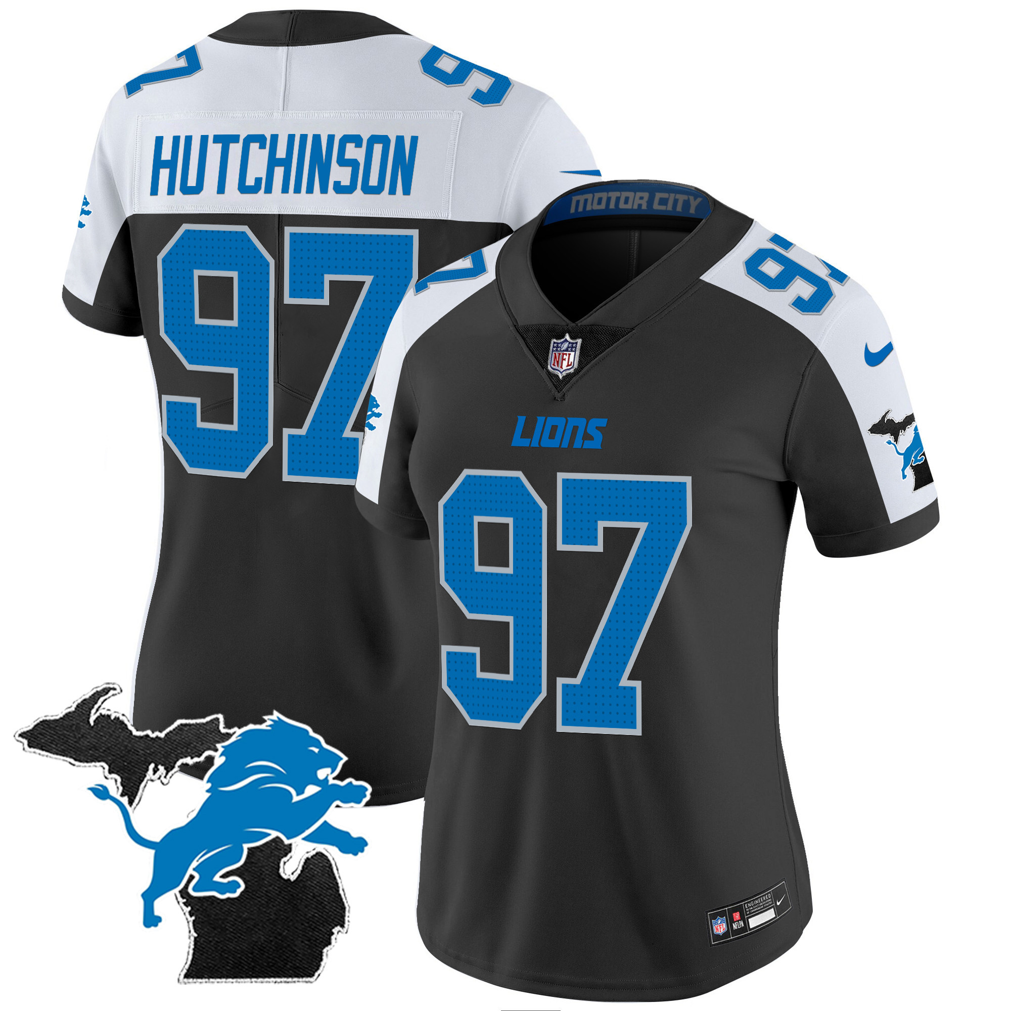 Hutchinson Women's Detroit Lions 2024 Michigan Patch Vapor Alternate Jersey - All Stitched 