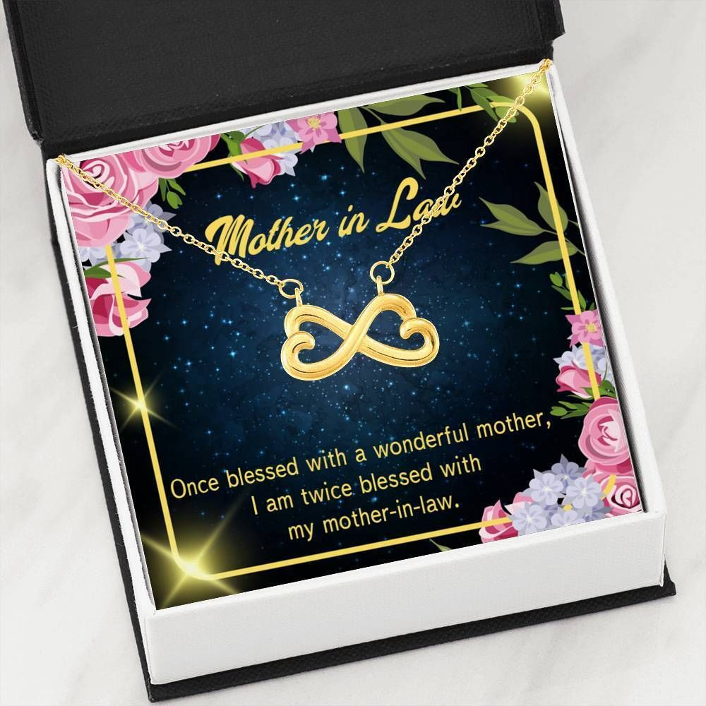 I Am Twice Blessed With You Infinity Heart Necklace Gift For Mother In Law