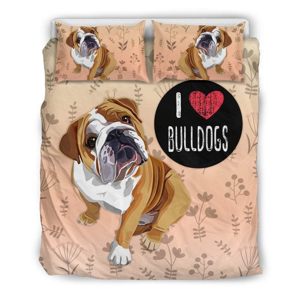 I Love Bulldogs For English Bulldog Lovers 3D Customized Duvet Cover Bedding Set