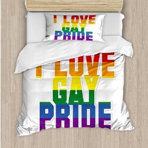 I Love Gay Pride Retro Duvet Cover Bedding Set