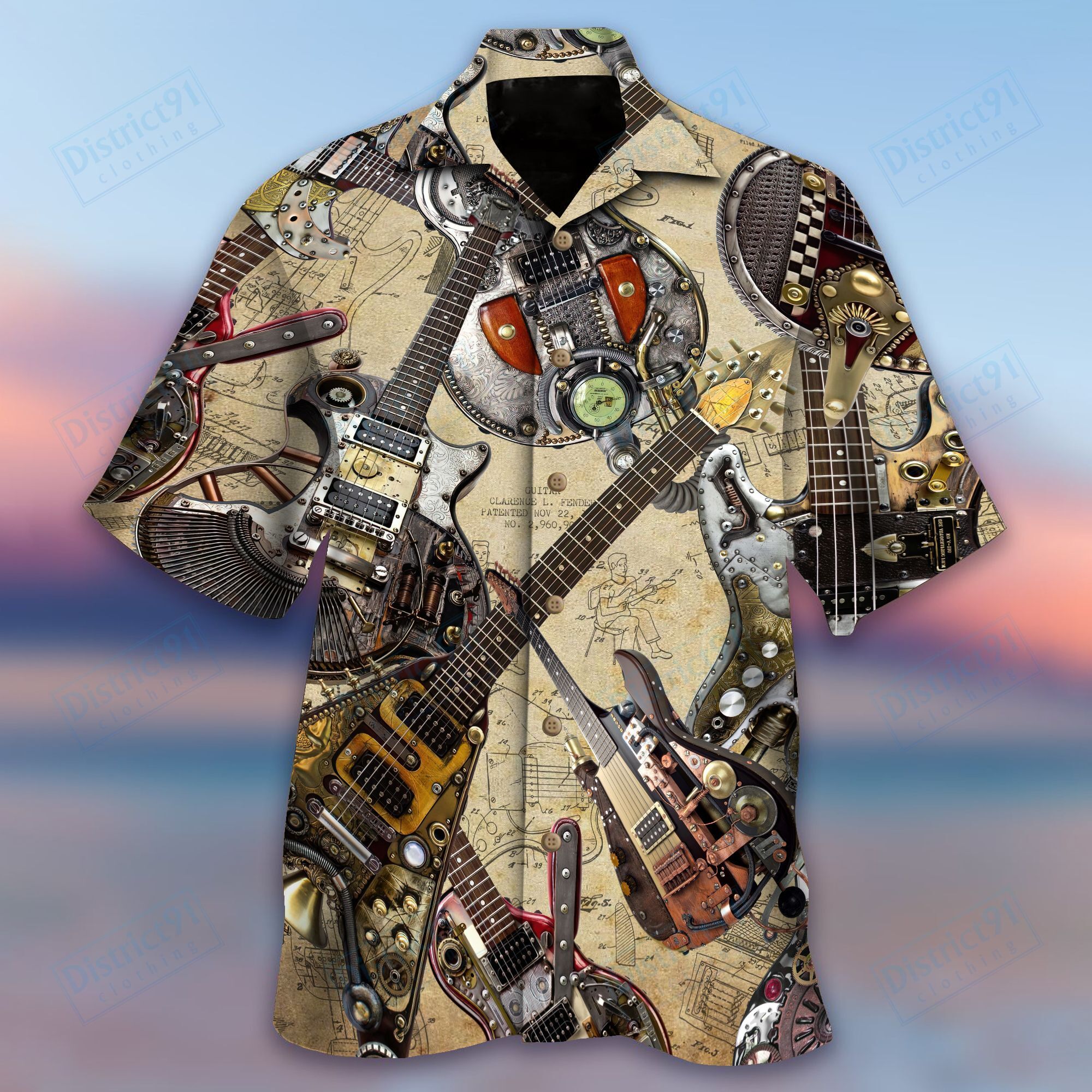 I Love My Steampunk Guitar Hawaiian Shirt