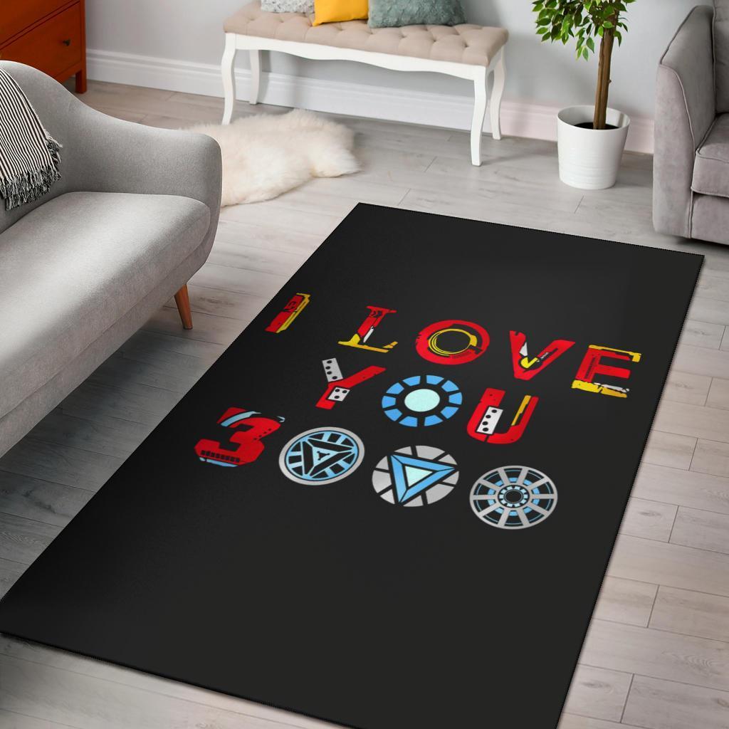 I Love You Black Area Rectangle Rug