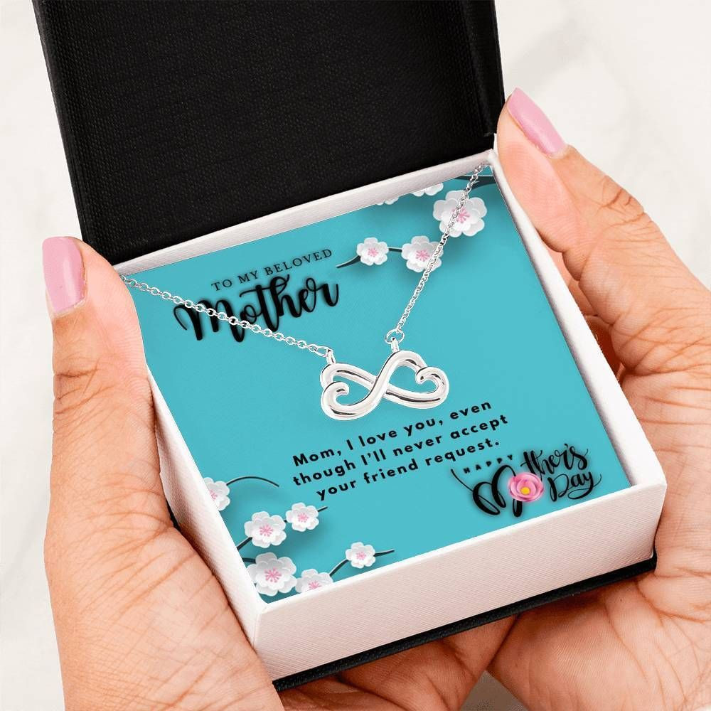 I Love You Blue Infinity Heart Necklace Gift For Mom