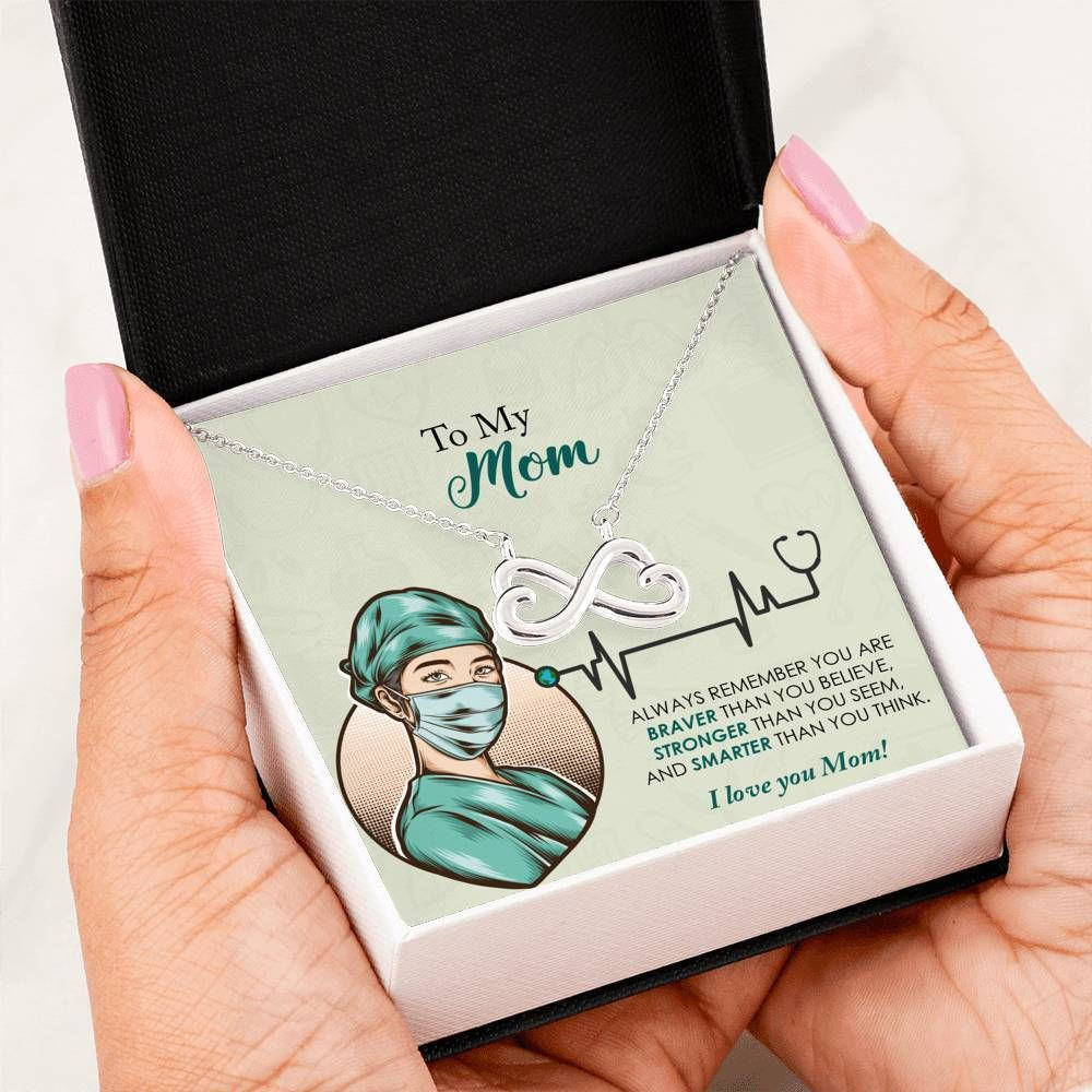 I Love You Mom Heartbeat Infinity Heart Necklace For Mom