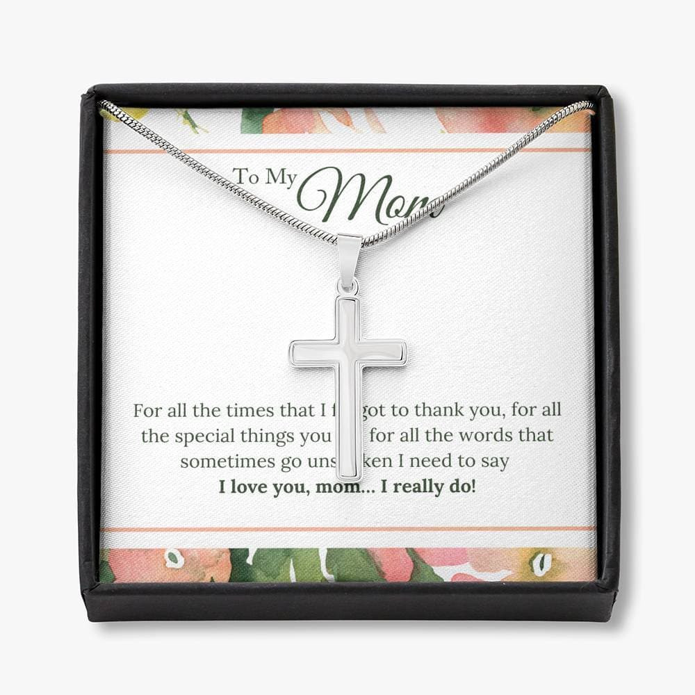 I Love You Mom I Really Do Cross Necklace