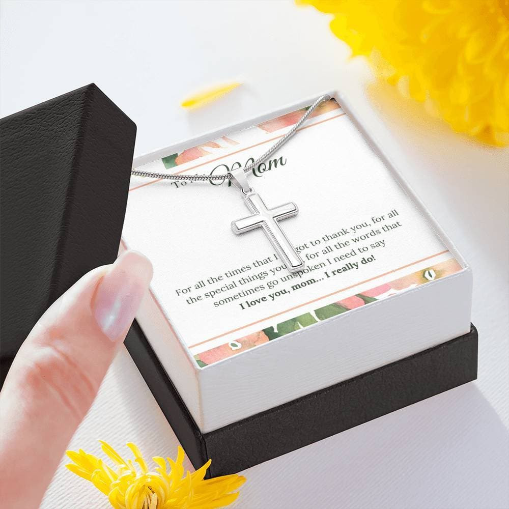 I Love You Mom I Really Do Cross Necklace
