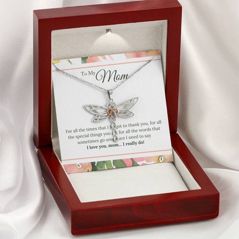 I Love You Mom I Really Do Dragonfly Necklace