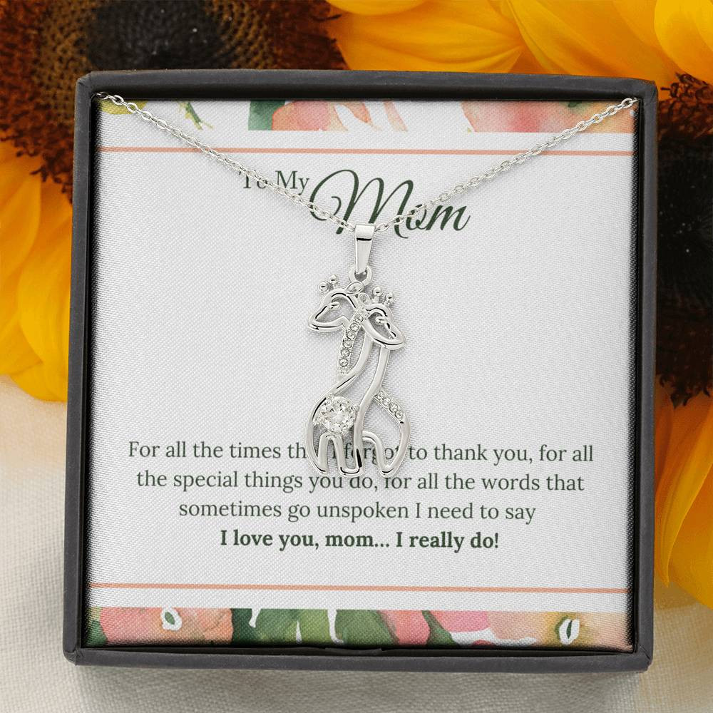 I Love You Mom I Really Do Giraffe Necklace