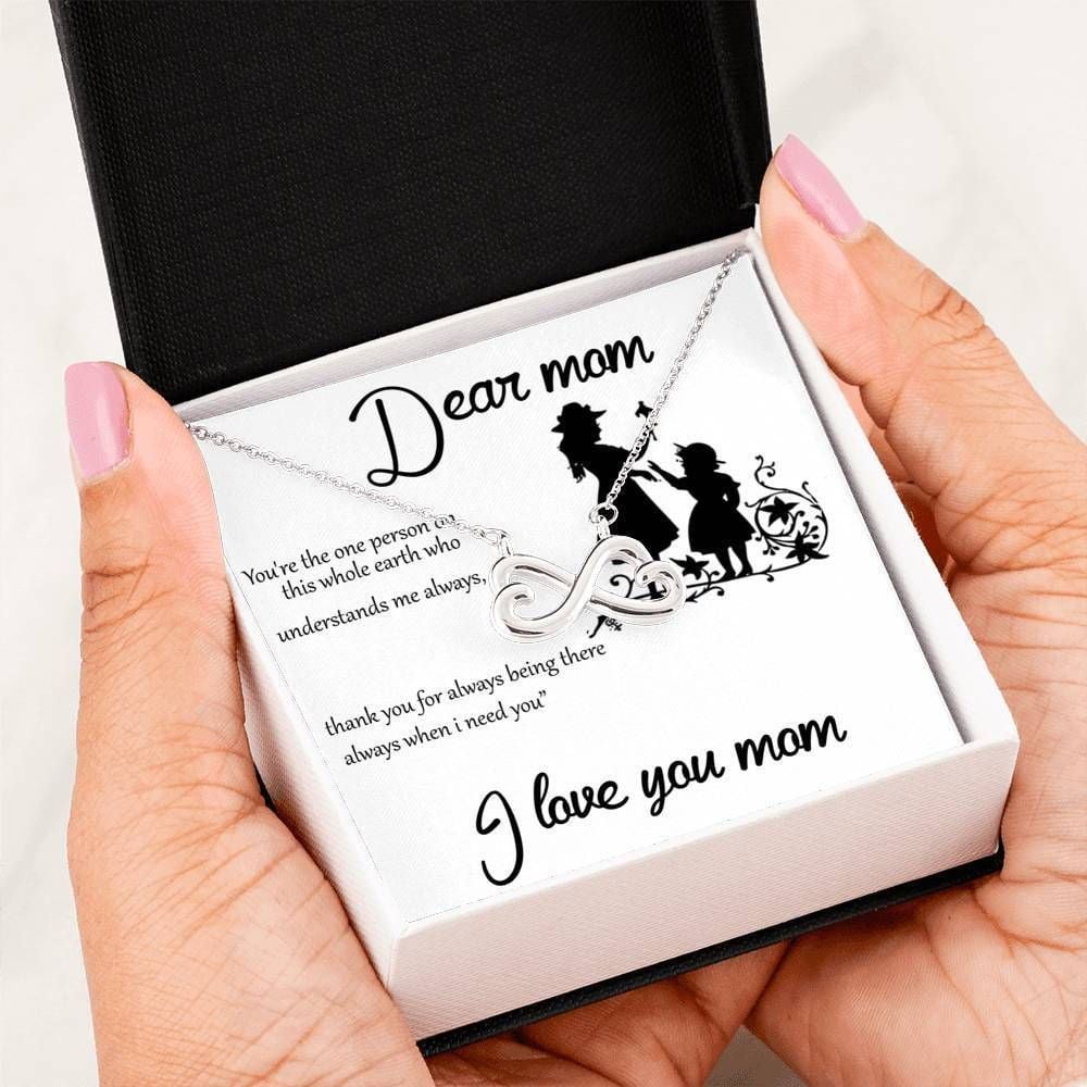 I Love You Mom Infinity Heart Necklace For Mom