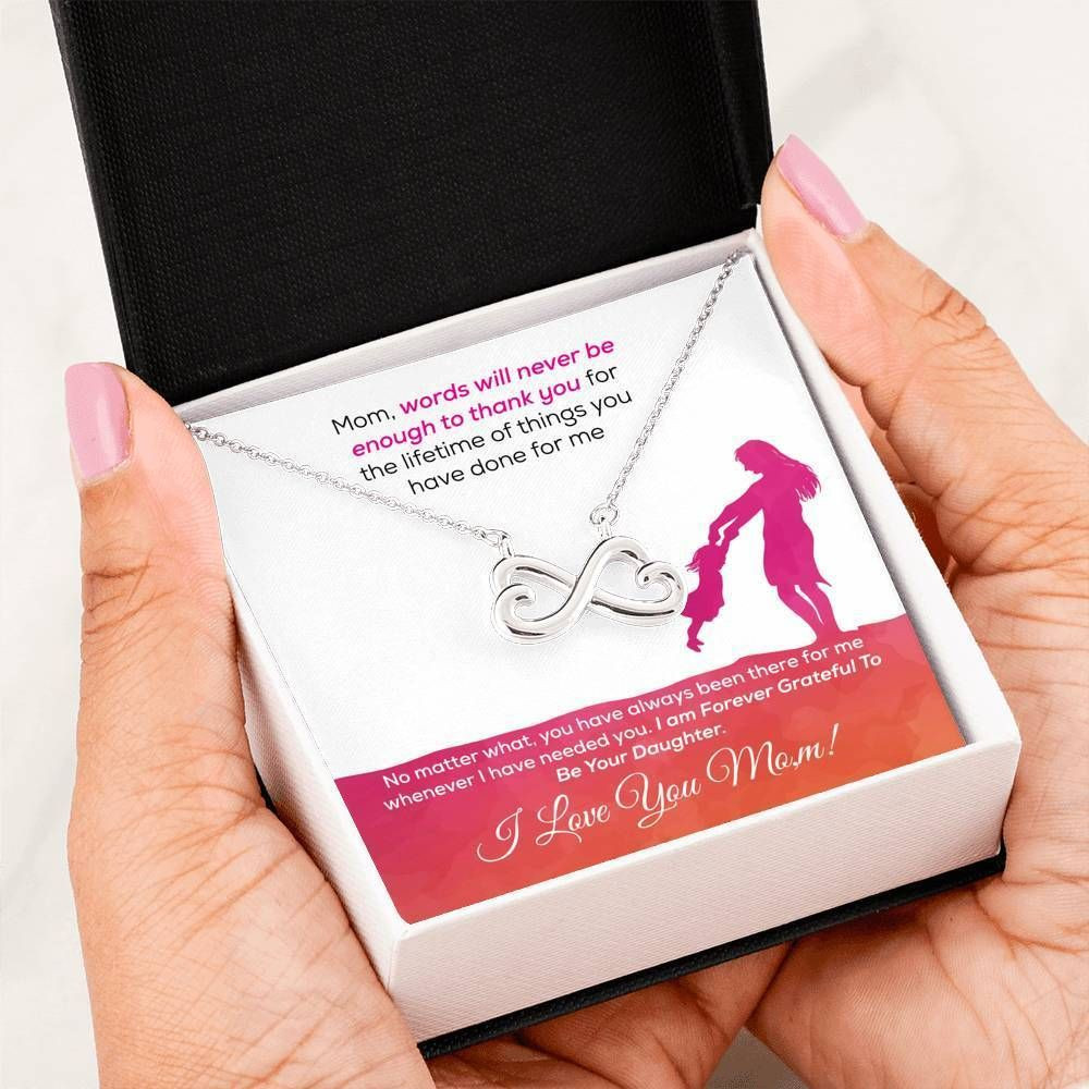 I Love You Mom Infinity Heart Necklace Gift For Mom