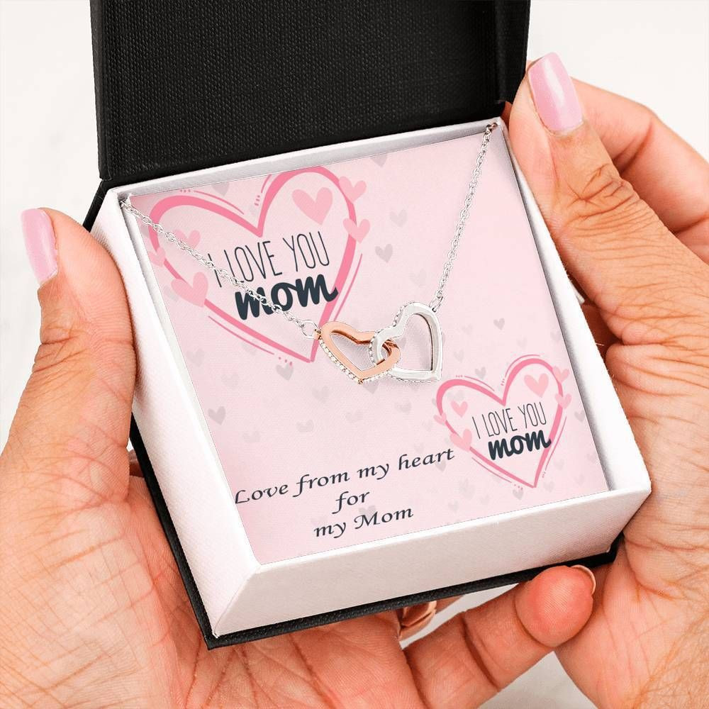 I Love You Mom Interlocking Hearts Necklace For Mom