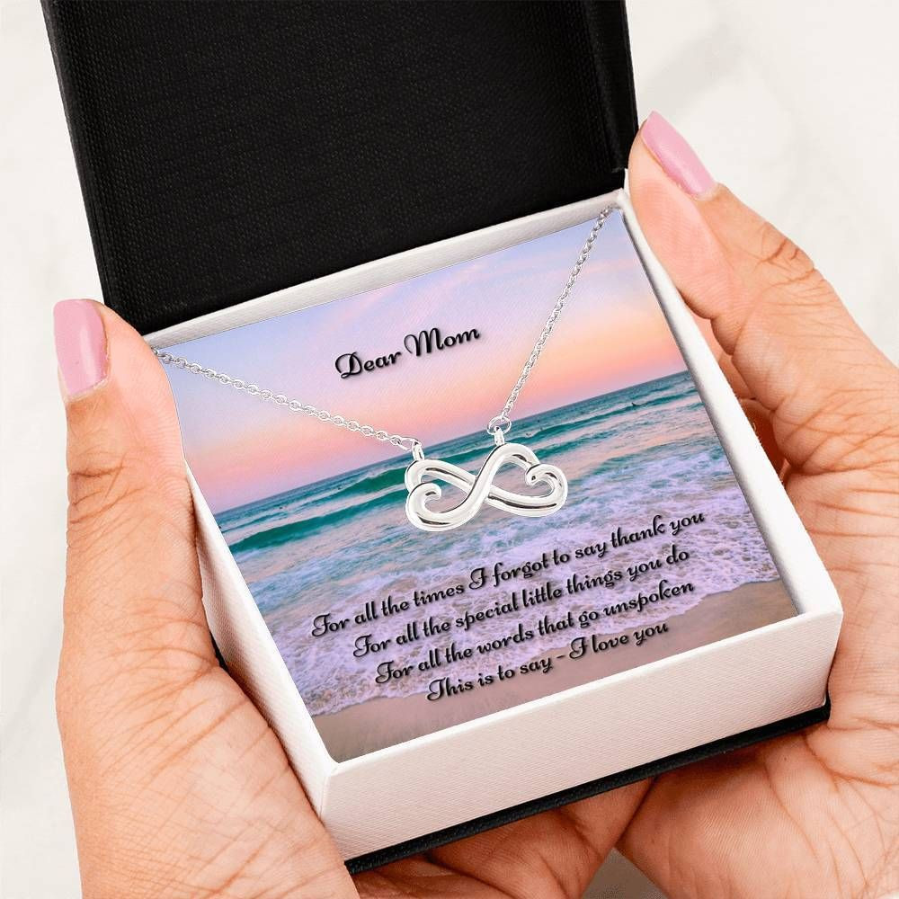 I Love You Mom Silver Infinity Heart Necklace Gift For Mom