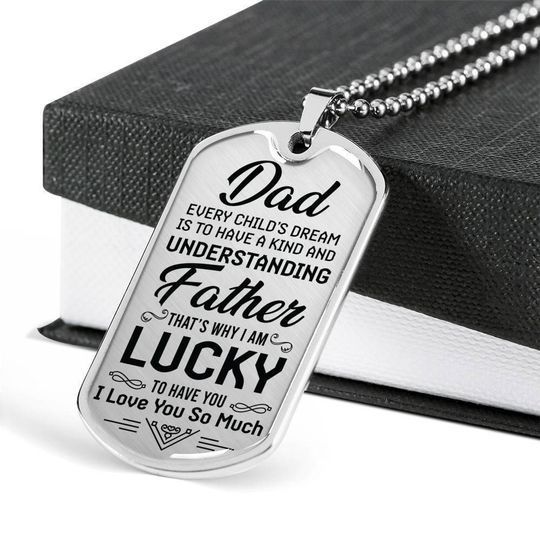 I Love You So Much Dog Tag Necklace Gift For Dad