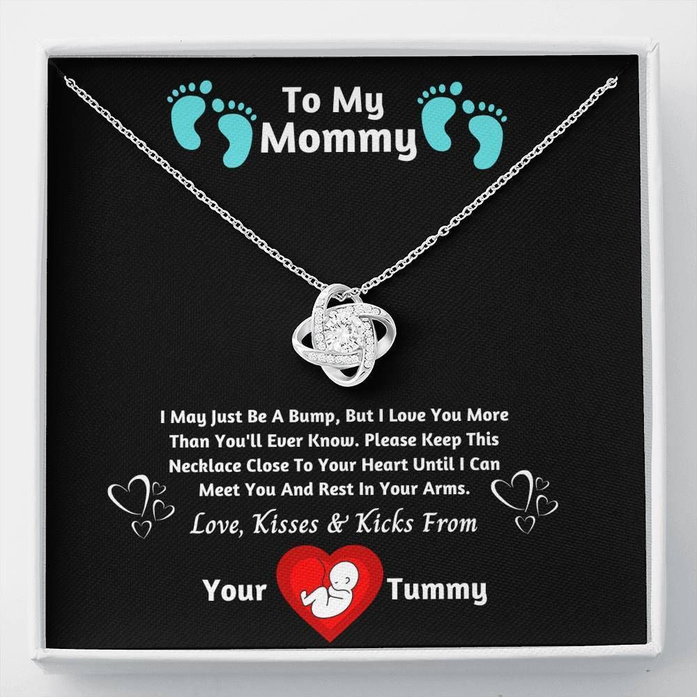 I May Just Be A Bump But I Love You Love Knot Necklace Gift For Mom