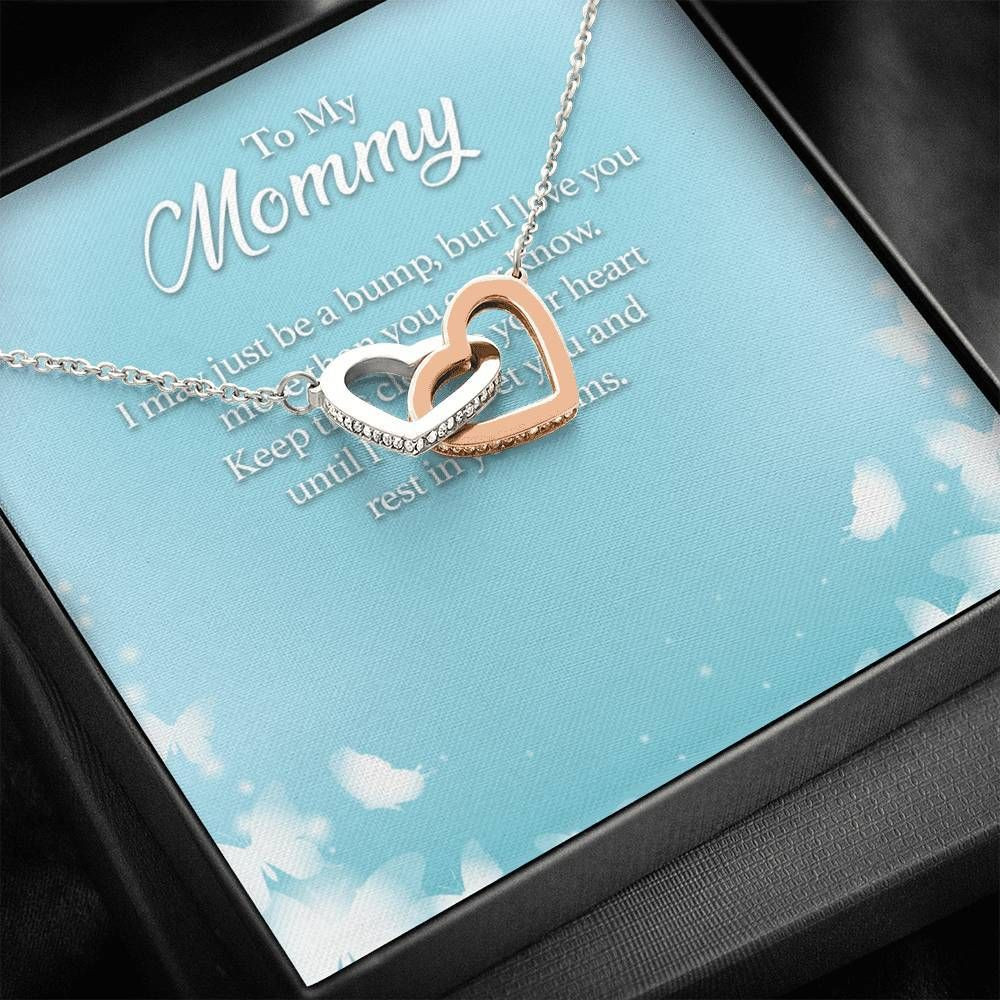 I May Just Be A Bump But I Lvoe You Interlocking Hearts Necklace Gift For Mom