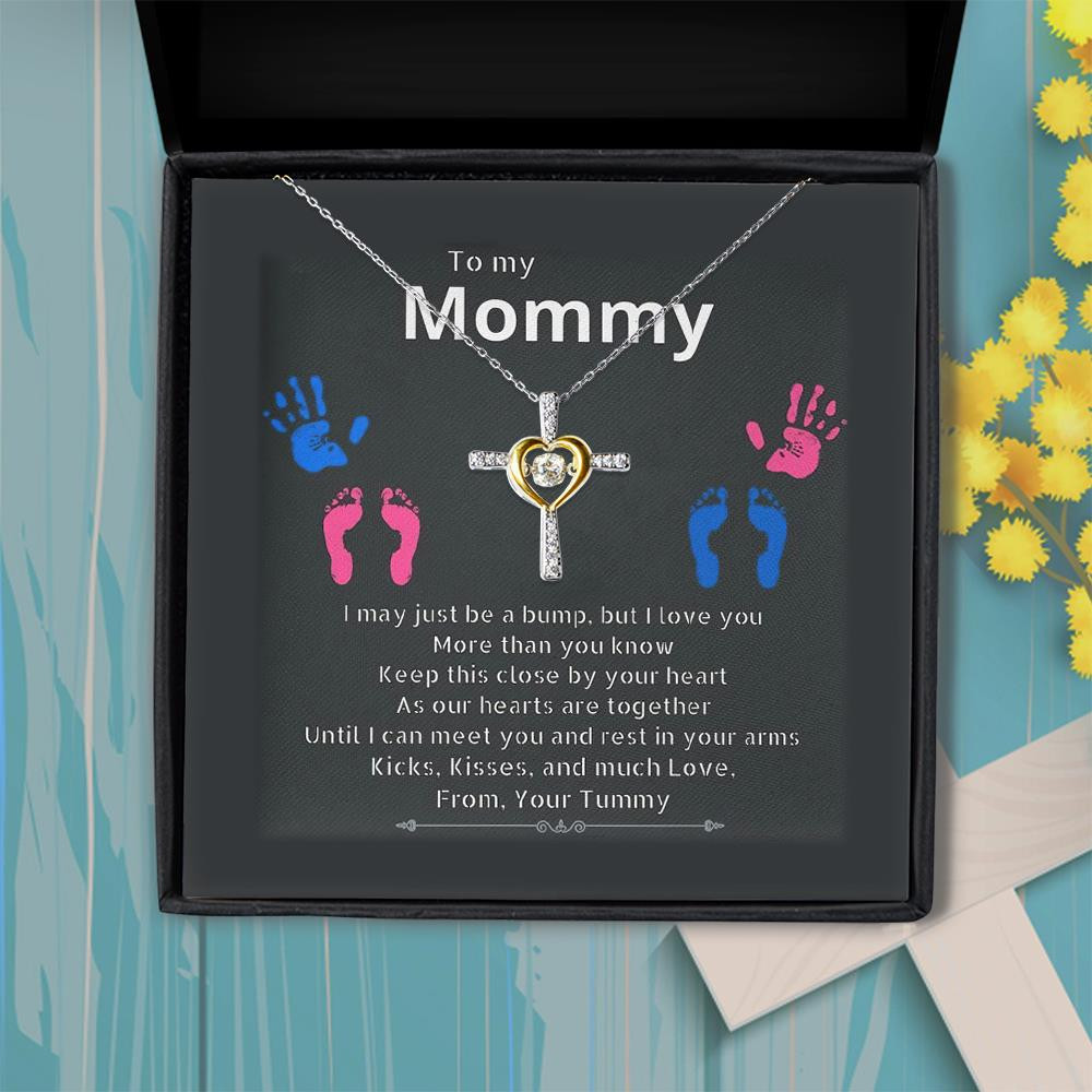 I May Just Be A Bump For Mama Gift For Mom To Be Cross Dancing Necklace
