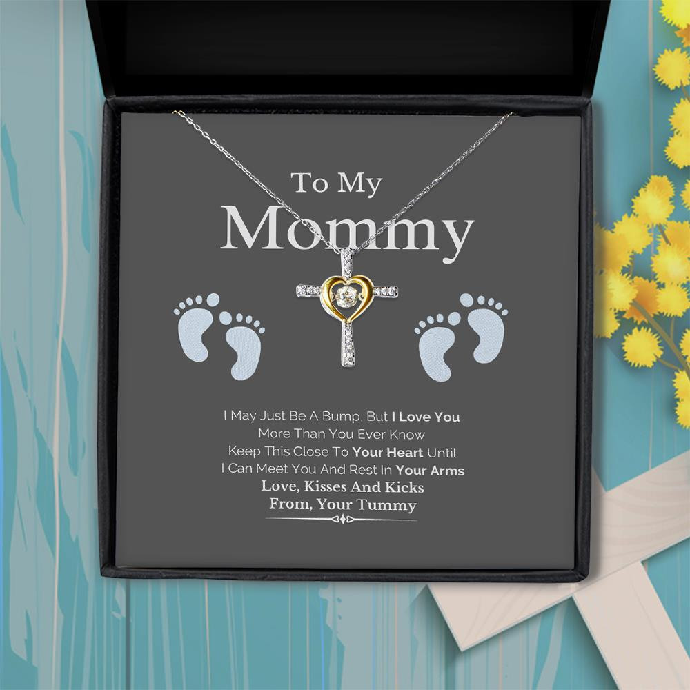 I May Just Be A Bump Gift For Mama Gift For Mom To Be Cross Dancing Necklace