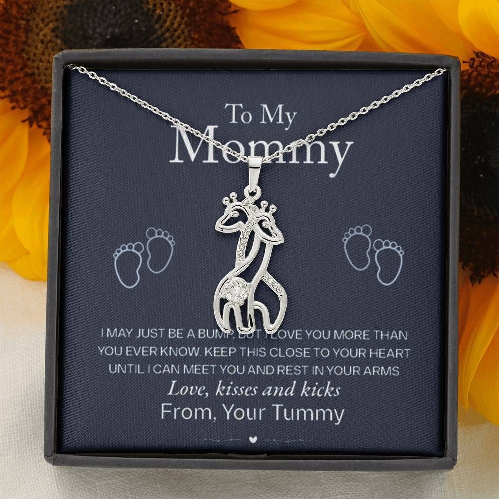 I May Just Be A Bump I Love You More Than You Ever Know Giraffe Couple Necklace Gift For Mom