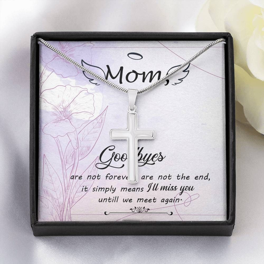 I Miss You Untill We Meet Again Cross Necklace Gift For Mom