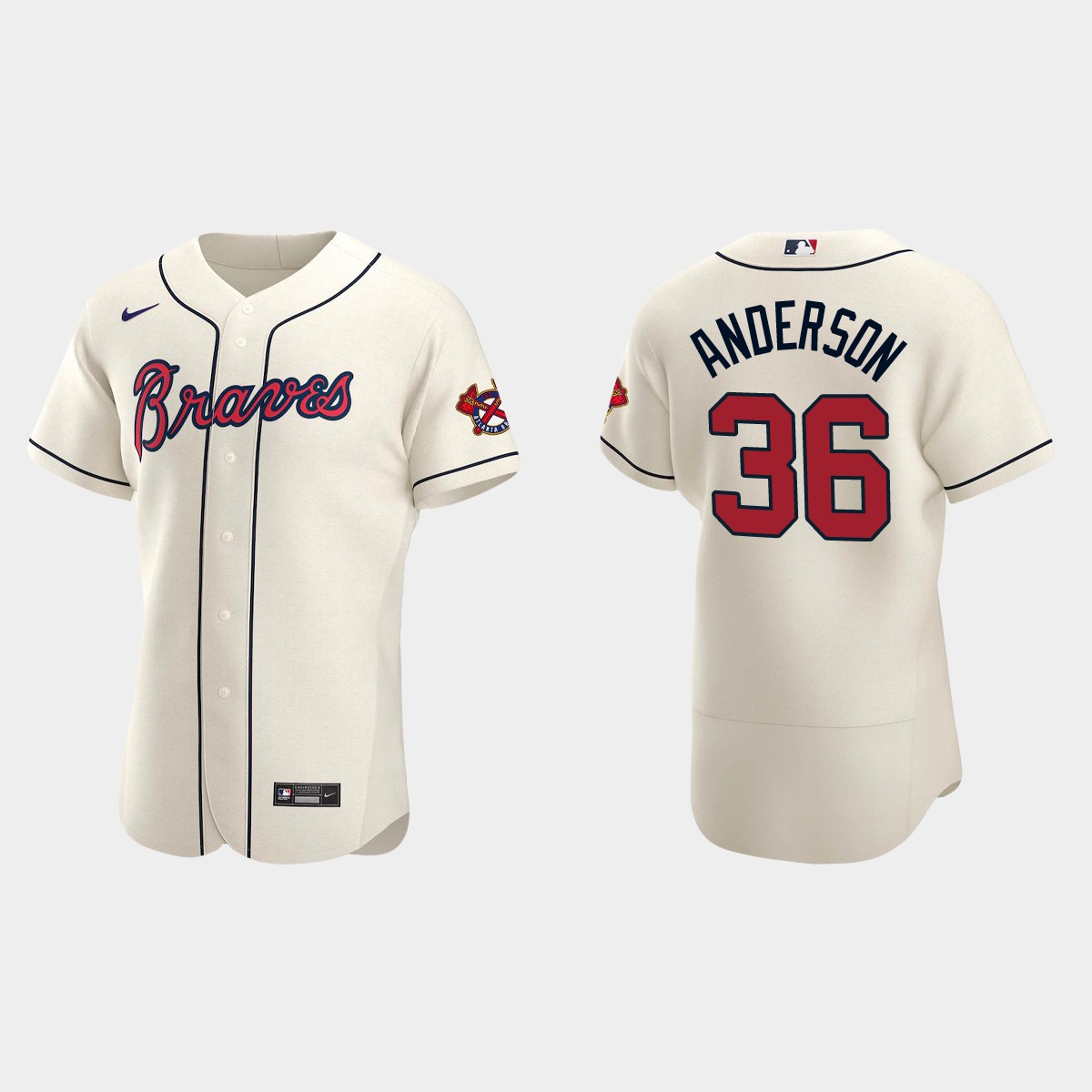 Ian Anderson #36 Atlanta Braves Alternate Jersey - Cream