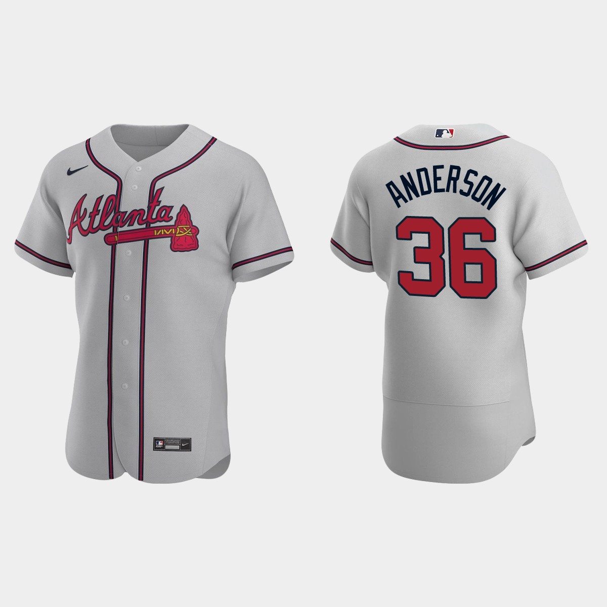Ian Anderson #36 Atlanta Braves Road Jersey - Gray