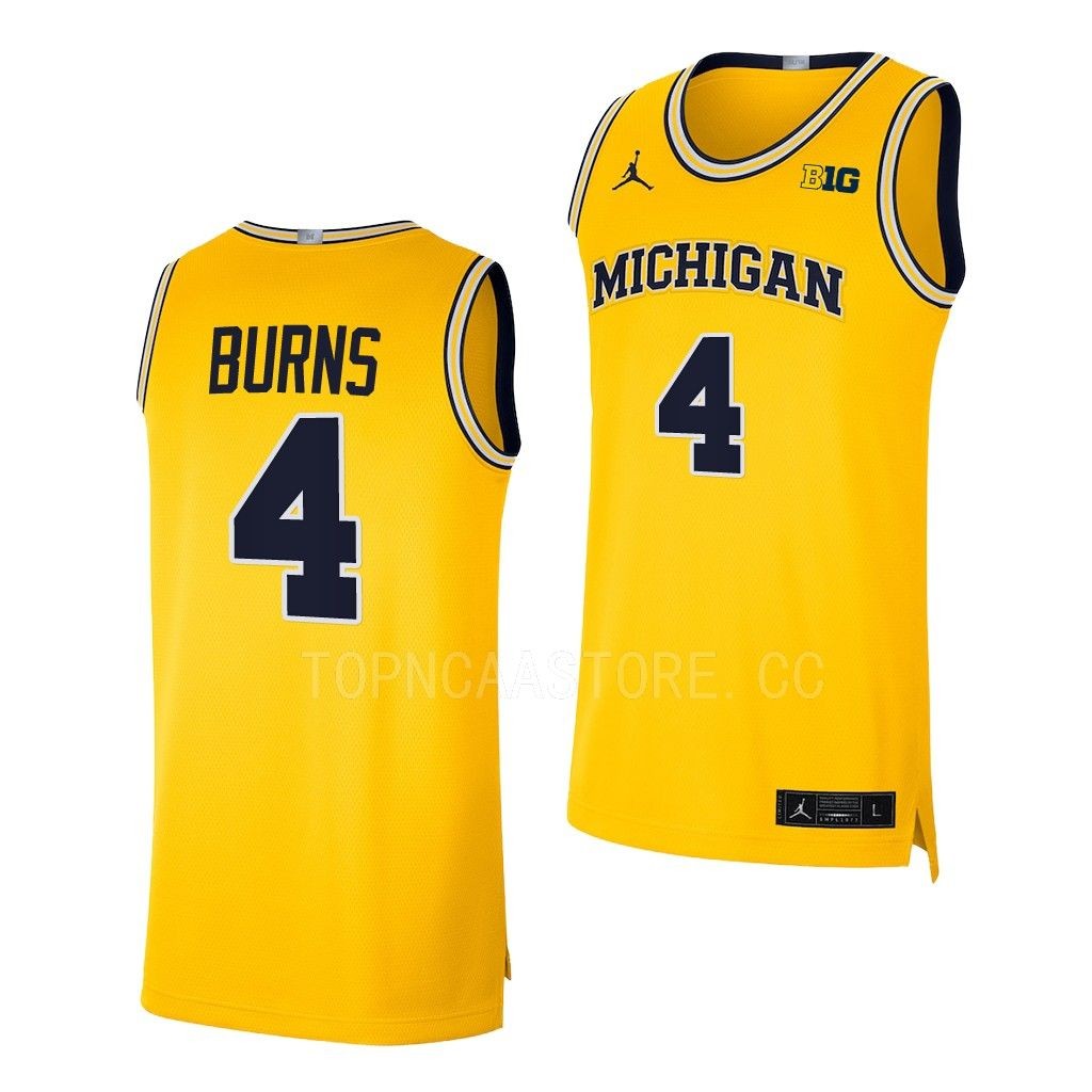 Ian Burns Michigan Wolverines #4 Maize College Jersey 2022-23 Limited