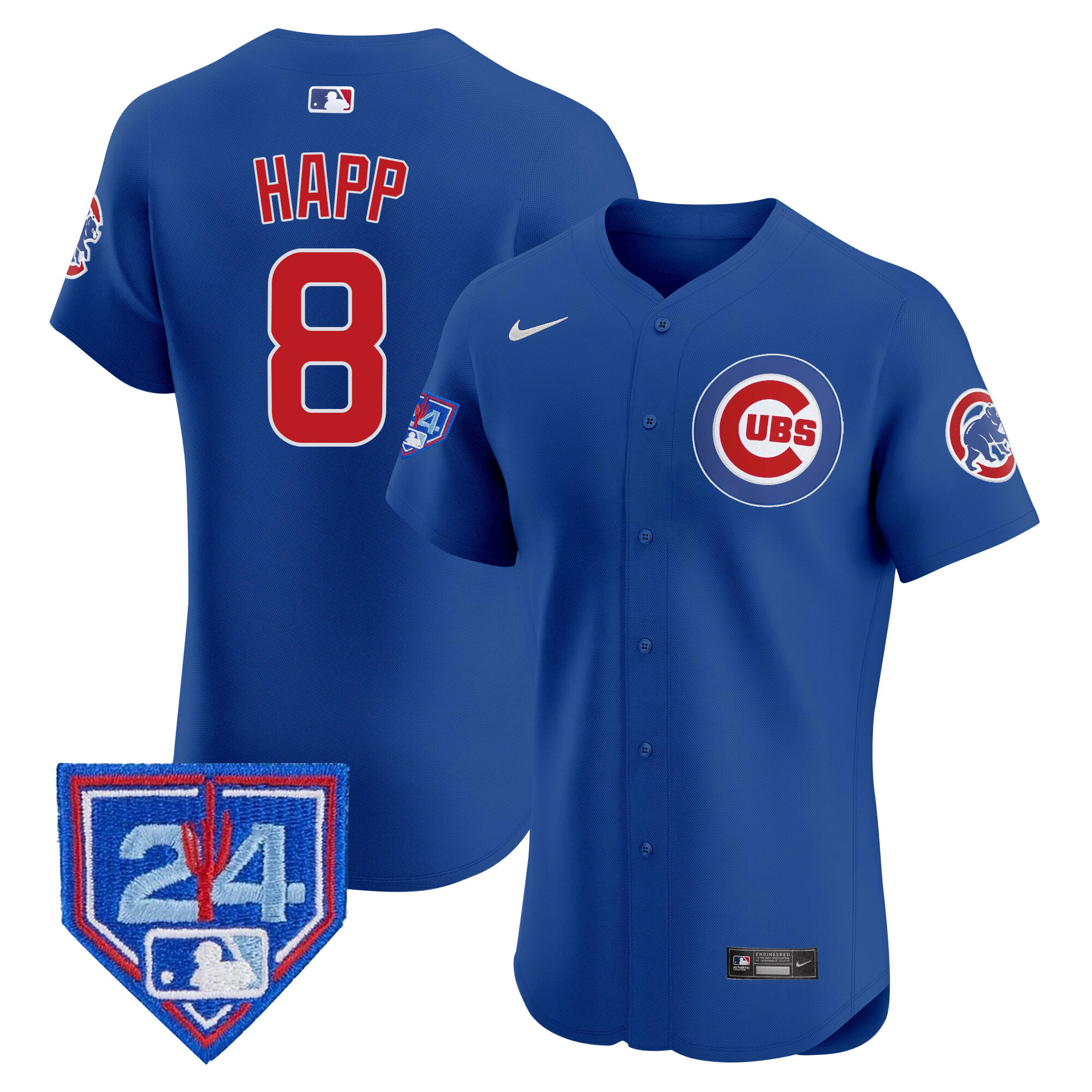 Ian Happ Men's Chicago Cubs 2024 Spring Training Patch Vapor Premier Elite V2 Royal Jersey - All Stitched