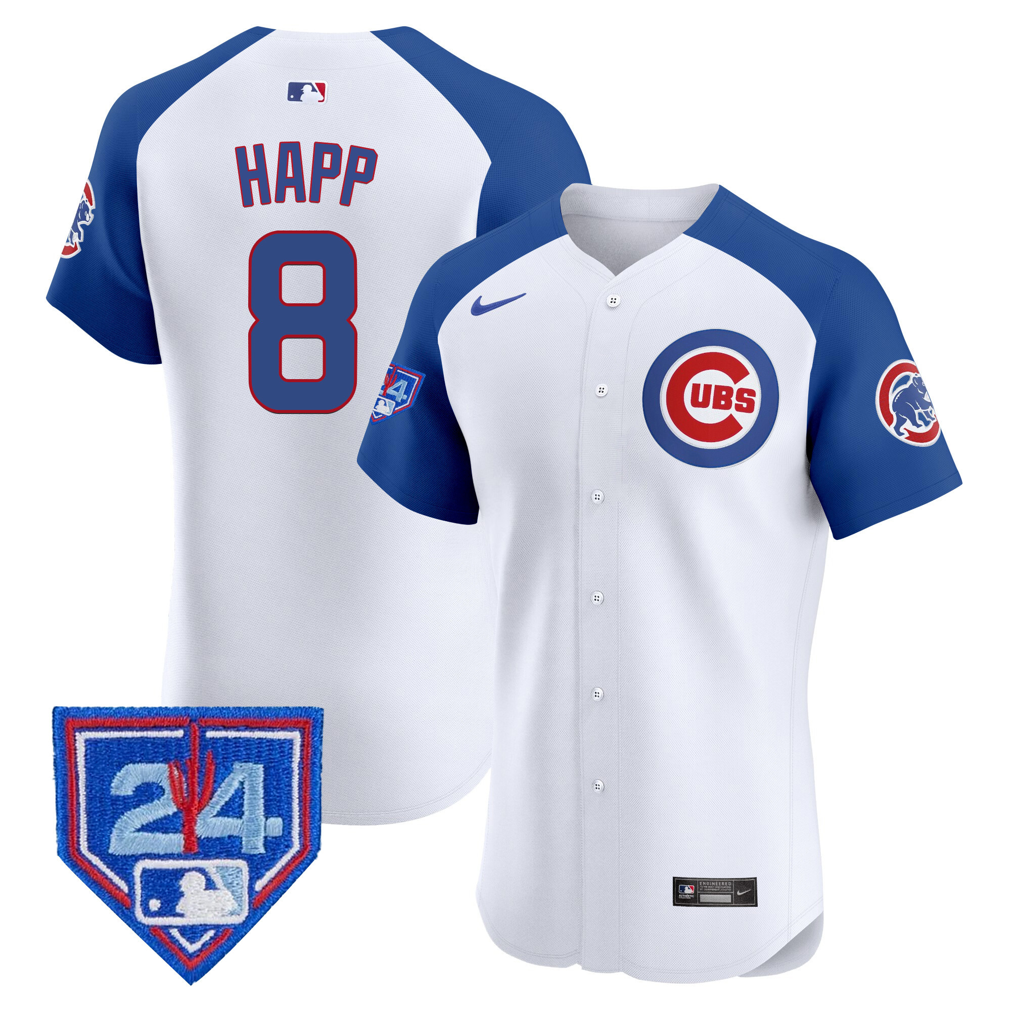 Ian Happ Men's Chicago Cubs 2024 Spring Training Patch Vapor Premier Elite V2 White Alternate Jersey - All Stitched