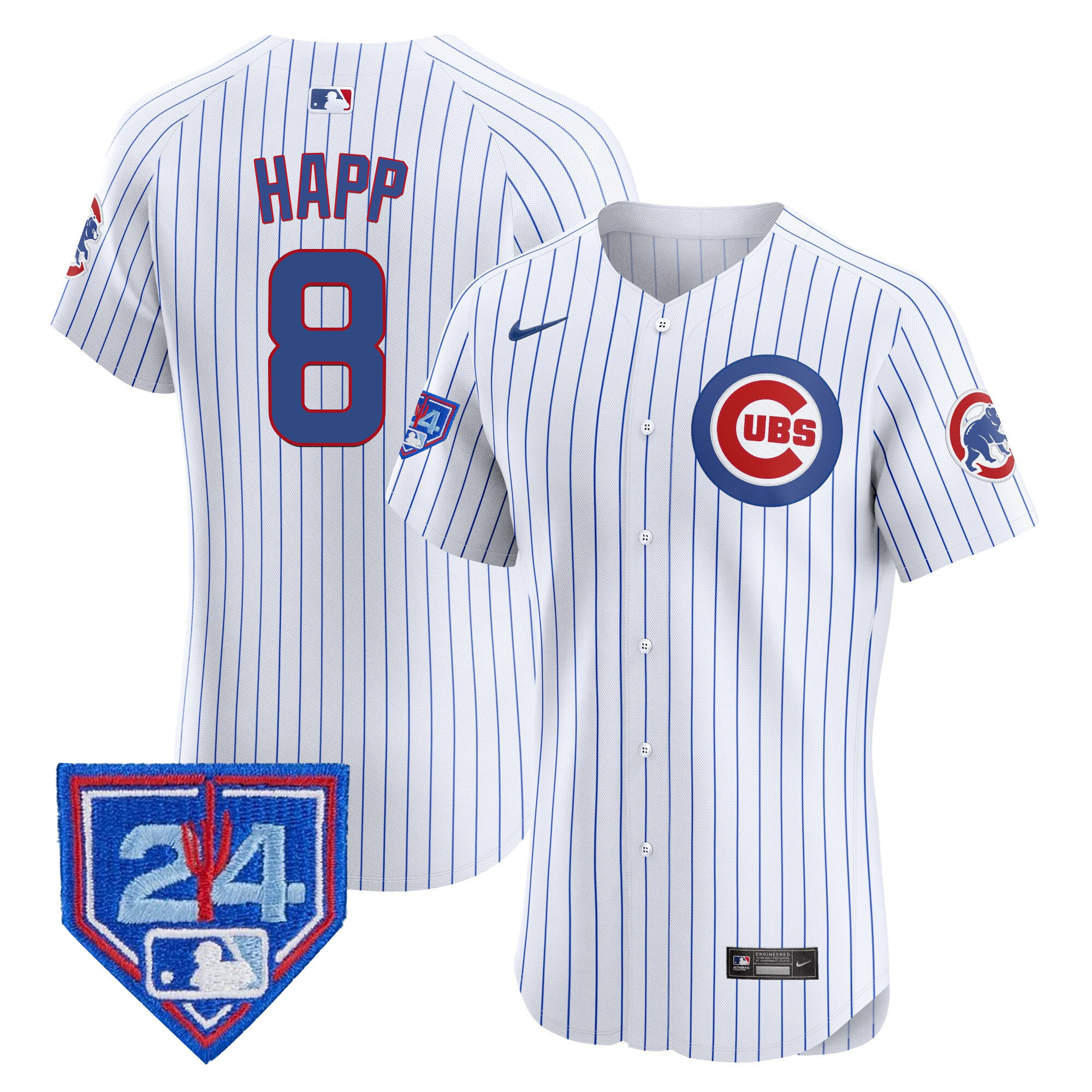Ian Happ Men's Chicago Cubs 2024 Spring Training Patch Vapor Premier Elite V2 White Jersey - All Stitched