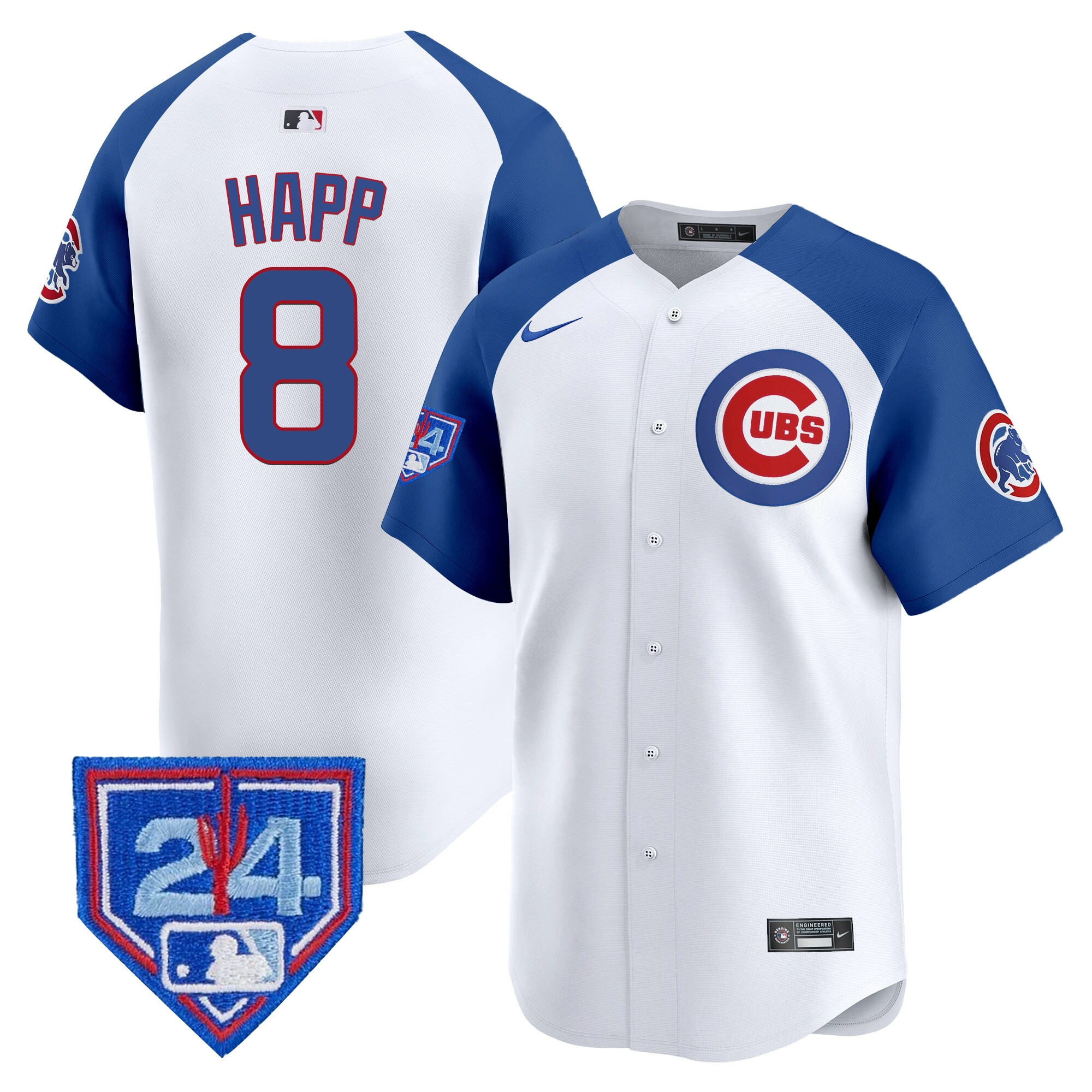 Ian Happ Men's Chicago Cubs 2024 Spring Training Patch Vapor Premier Limited White Alternate Jersey - All Stitched