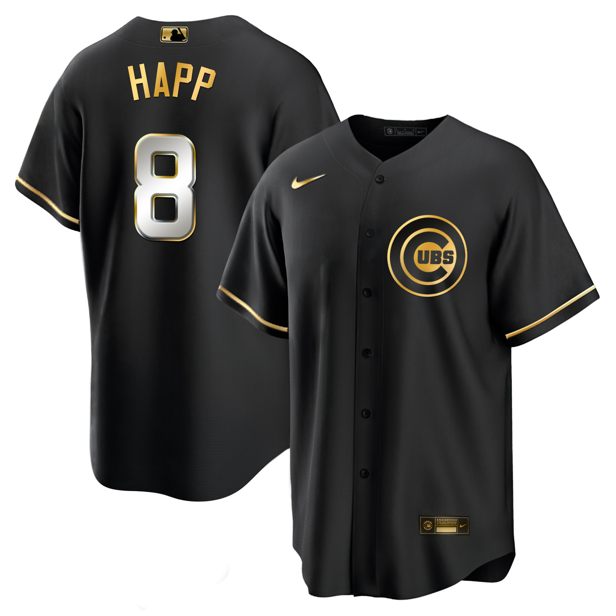 Ian Happ Men's Chicago Cubs Black Limited & Gold Cool Black Limited Jersey - All Stitched