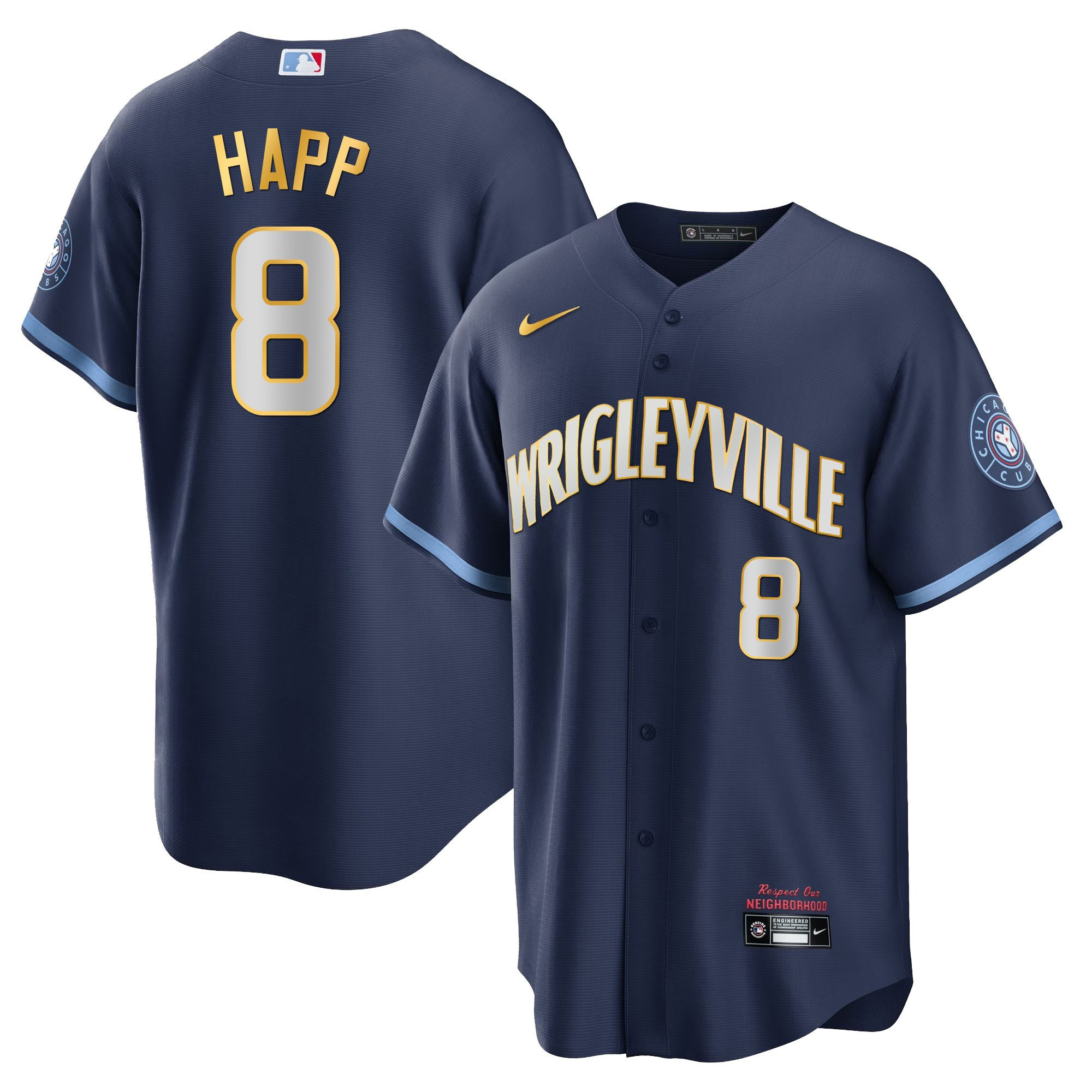 Ian Happ Men's Chicago Cubs City Connect Gold Cool Gold Trim Jersey - All Stitched