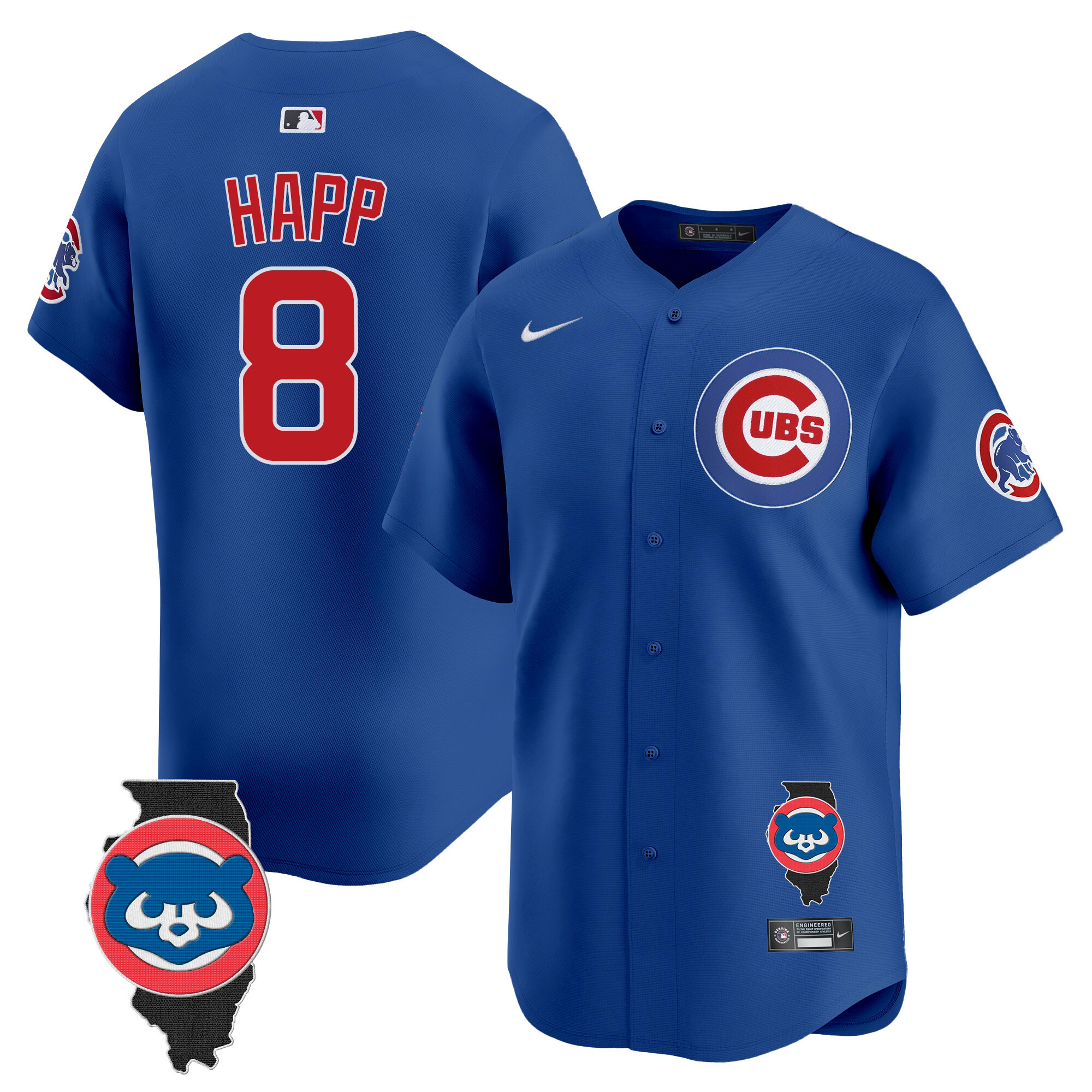Ian Happ Men's Chicago Cubs Illinois Patch Vapor Premier Limited V2 Royal Jersey - All Stitched