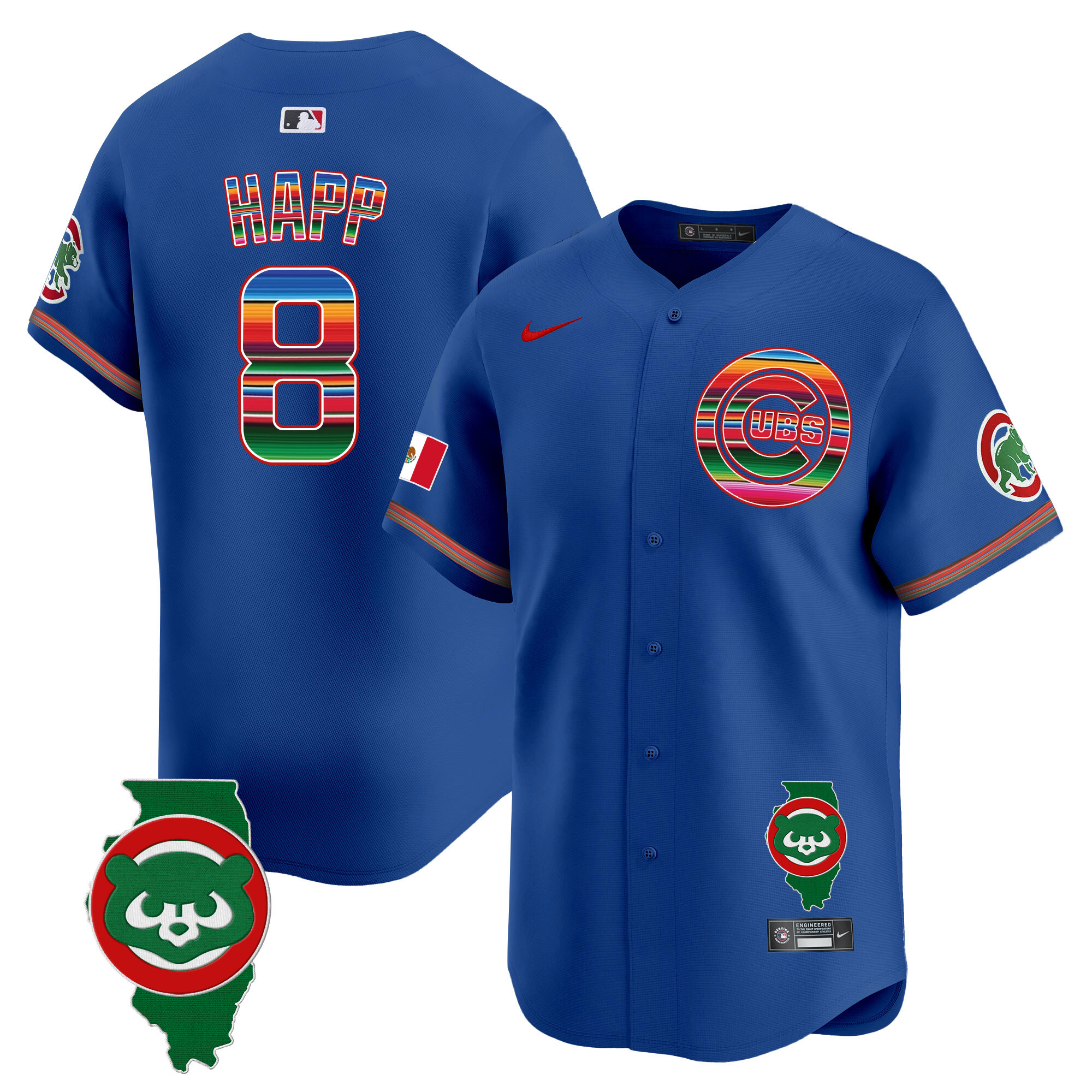 Ian Happ Men's Chicago Cubs Mexico Illinois Patch Vapor Premier Limited Royal Jersey - All Stitched
