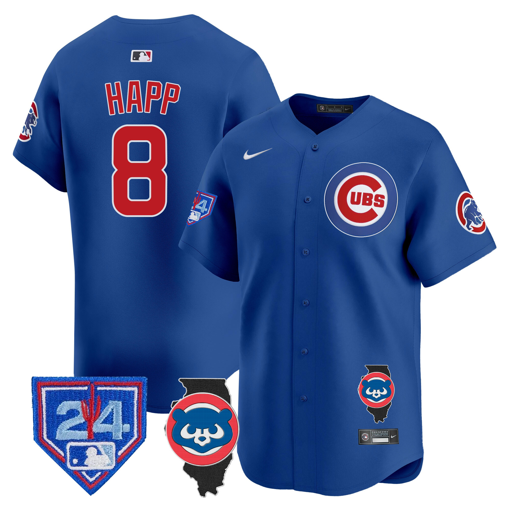 Ian Happ Men's Chicago Cubs Spring Training & Illinois Patch Vapor Premier Limited Royal Jersey - All Stitched