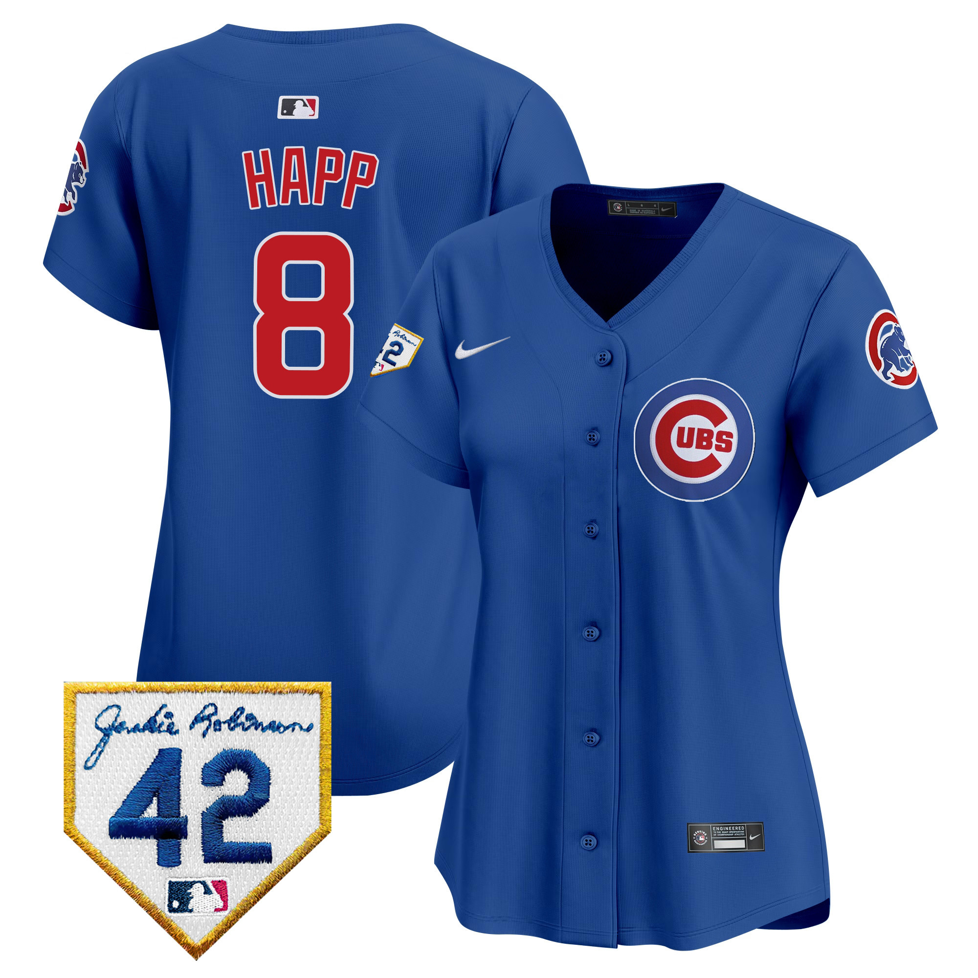 Ian Happ Women's Chicago Cubs Jackie Robinson Patch Vapor Premier Limited Royal Jersey - All Stitched
