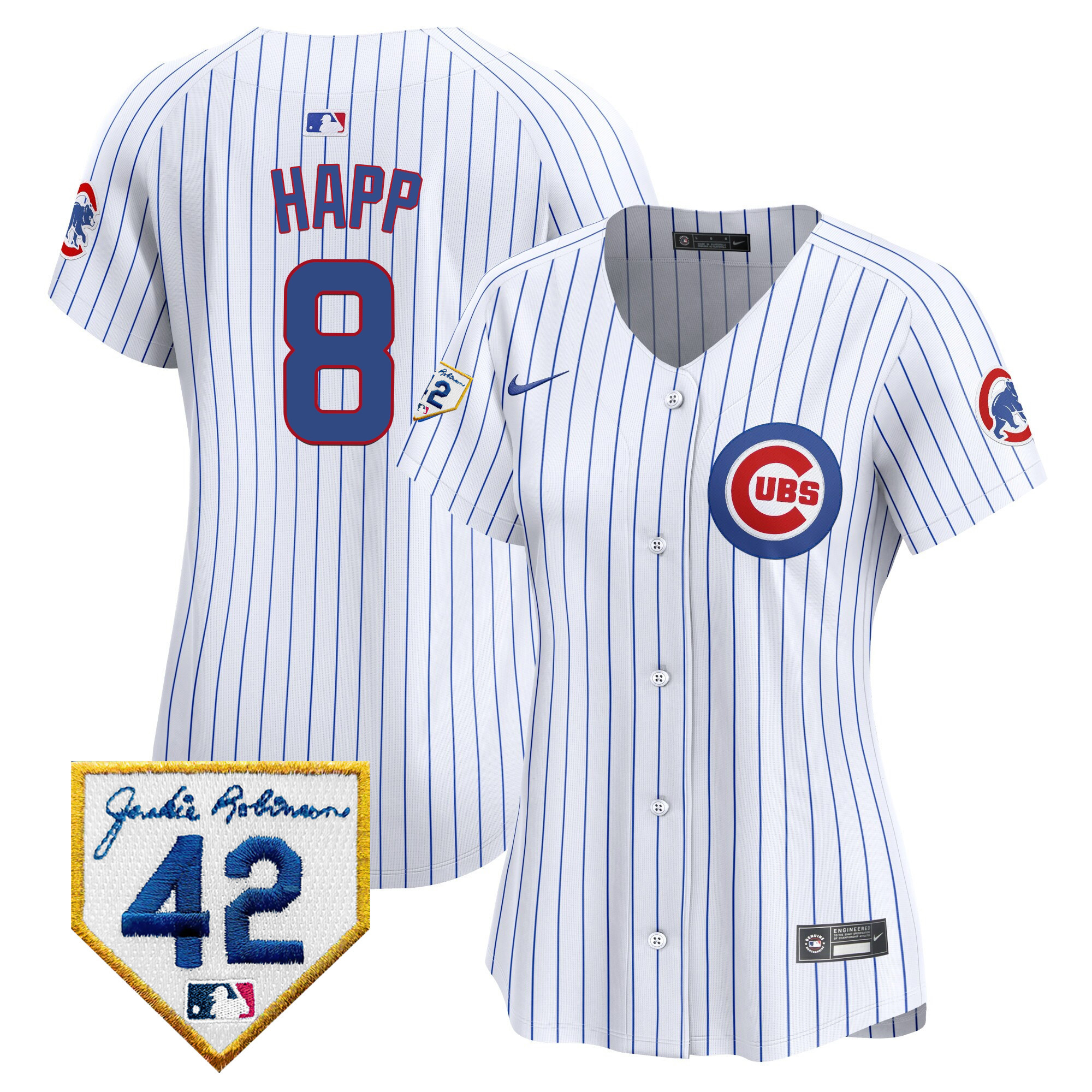 Ian Happ Women's Chicago Cubs Jackie Robinson Patch Vapor Premier Limited White Jersey - All Stitched