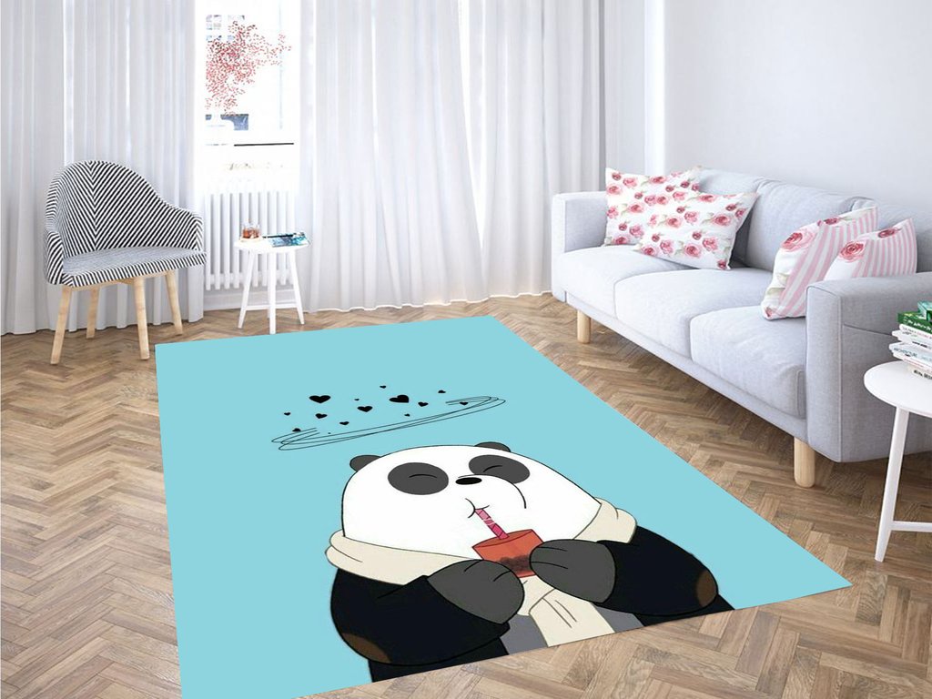 Ice Bear Eating Living Room Modern Carpet Rectangle Rug