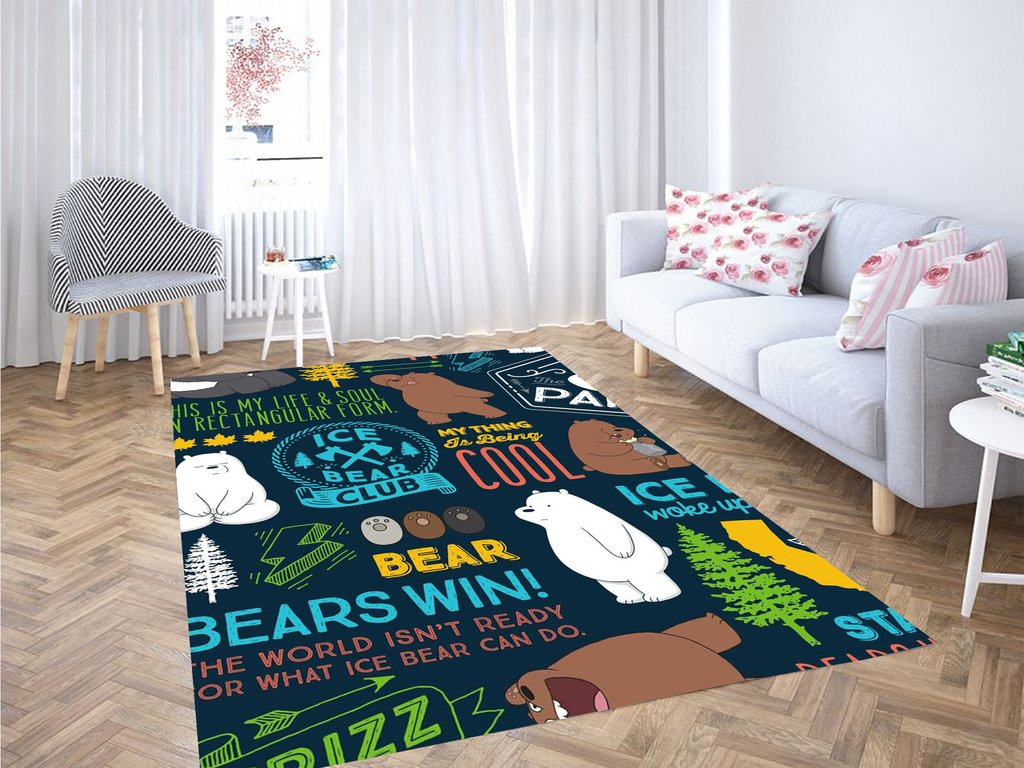 Ice Bear Pattern Living Room Modern Carpet Rectangle Rug