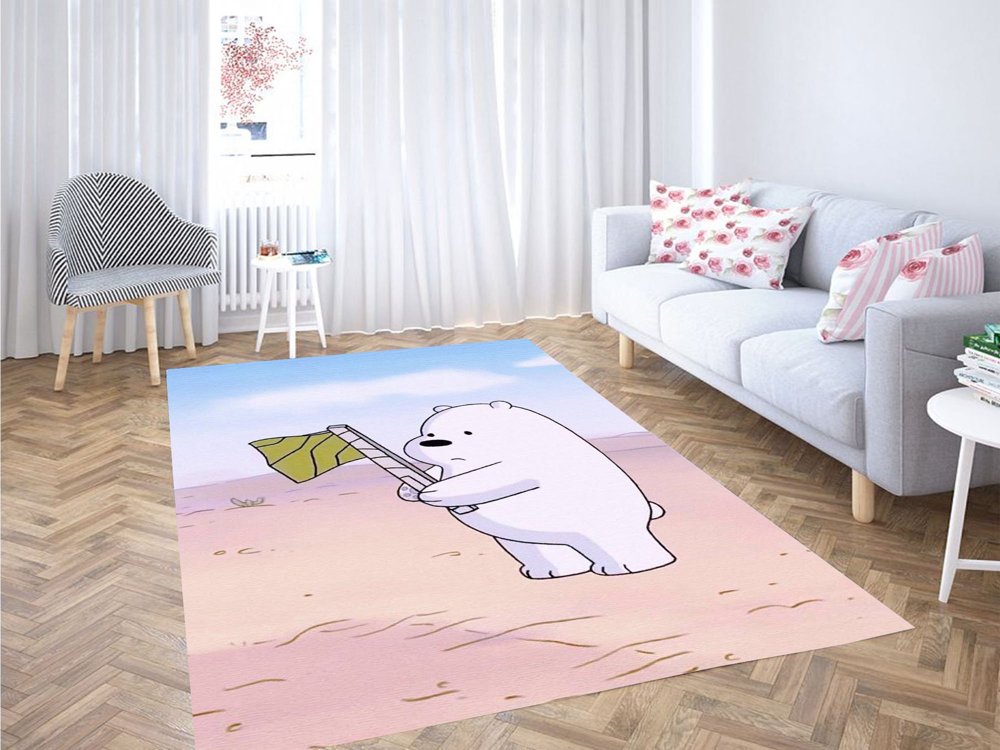 Ice Bear With Yello Flag Carpet Rectangle Rug