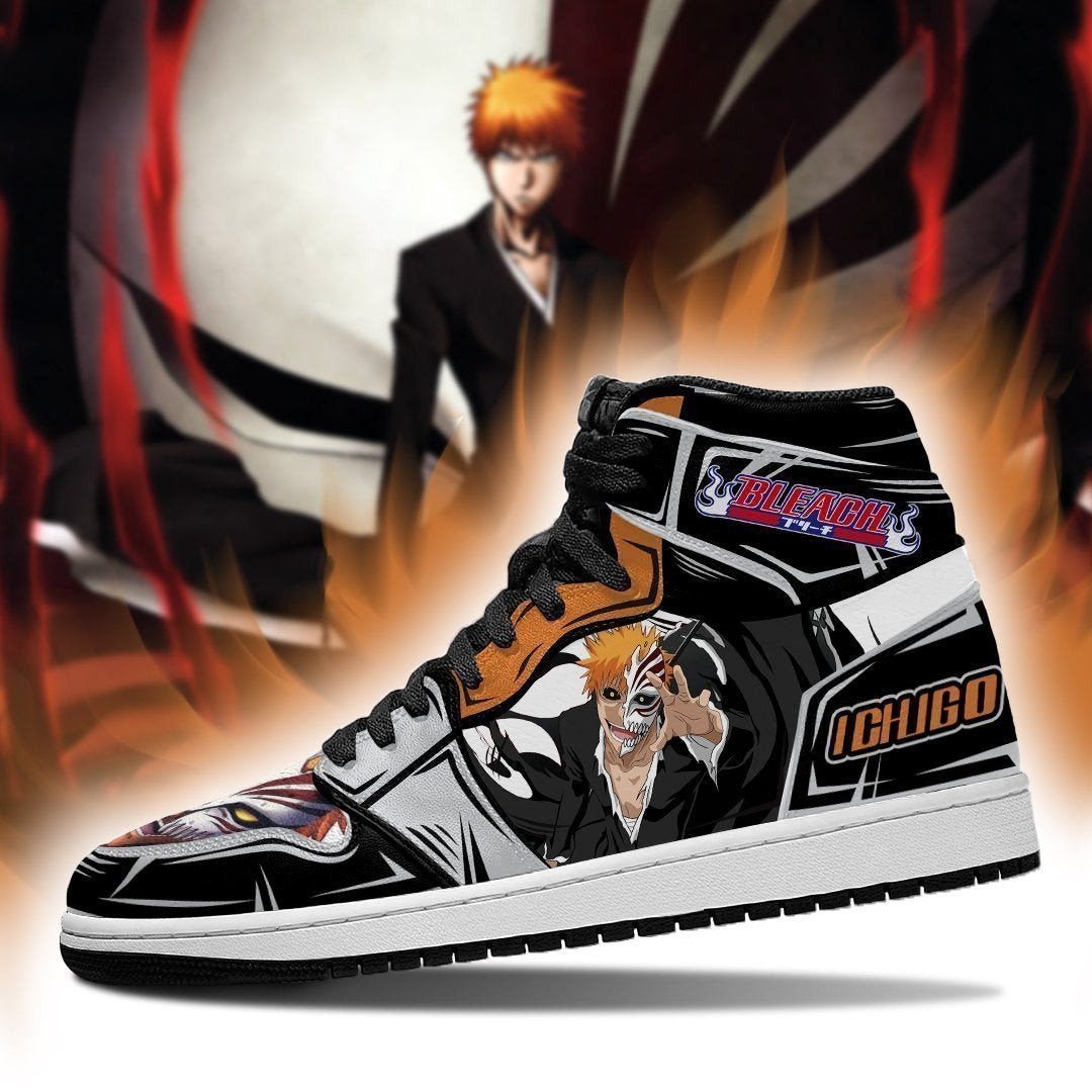 Ichigo Half Hollow JD1s Sneakers Bleach Anime Shoes Fan Gift Idea, Air Jordan Hightop
