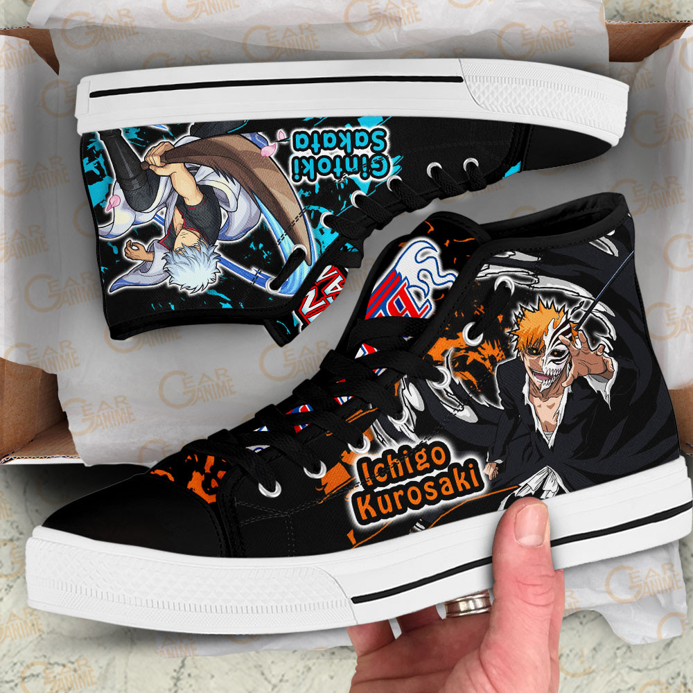 Ichigo Kurosaki and Gintoki Sakata High Top Shoes Anime Sneakers