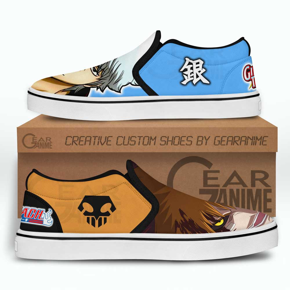 Ichigo Kurosaki and Gintoki Sakata Slip-On Shoes Canvas Custom Anime Shoes