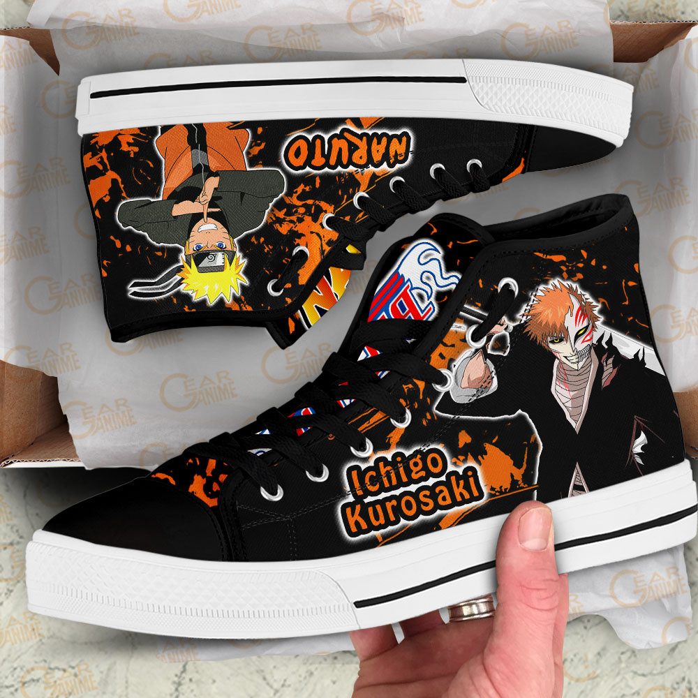 Ichigo Kurosaki and Nrt Uzumaki High Top Shoes Anime Sneakers