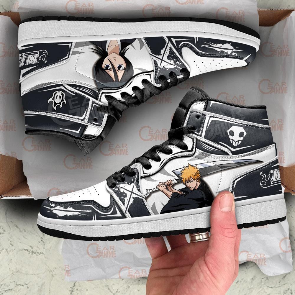 Ichigo Kurosaki And Rukia Kuchiki JD1s Sneakers Anime Bleach Shoes, Air Jordan Hightop