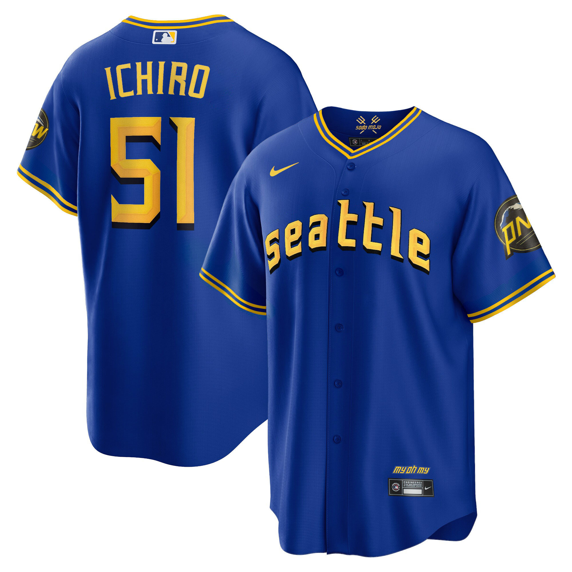 Ichiro Suzuki Men's Seattle Mariners 2023 City Connect Edition Cool Base Jersey - All Stitched