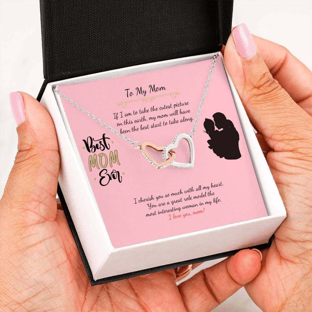 If I Am To Take The Cutest Picture, Gift For Mom, Mothers Day Gift, Interlocking Hearts Necklace